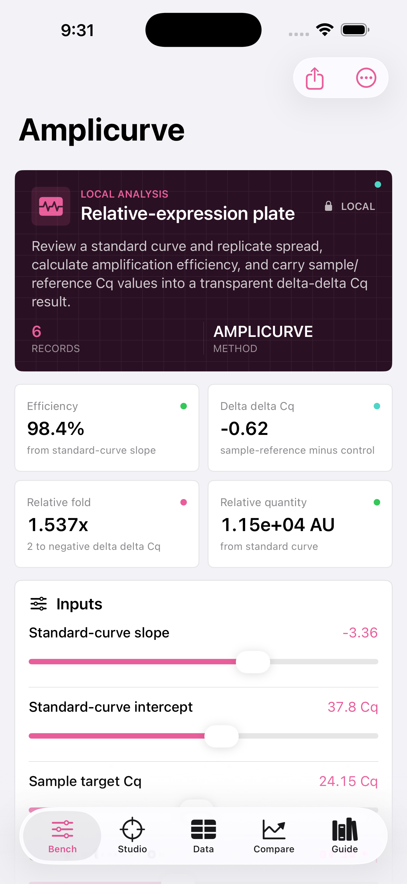 Amplicurve current app interface