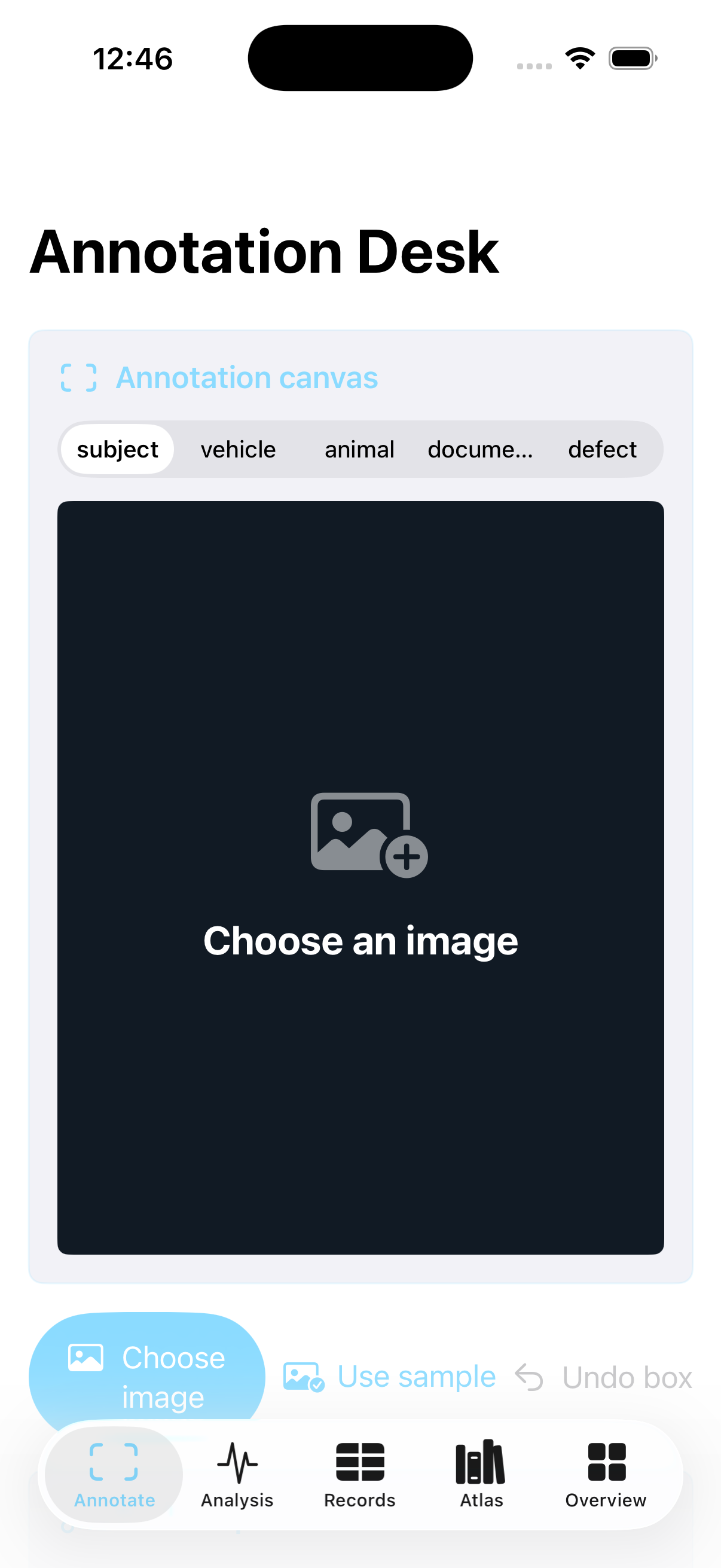 Annotaforge current app interface