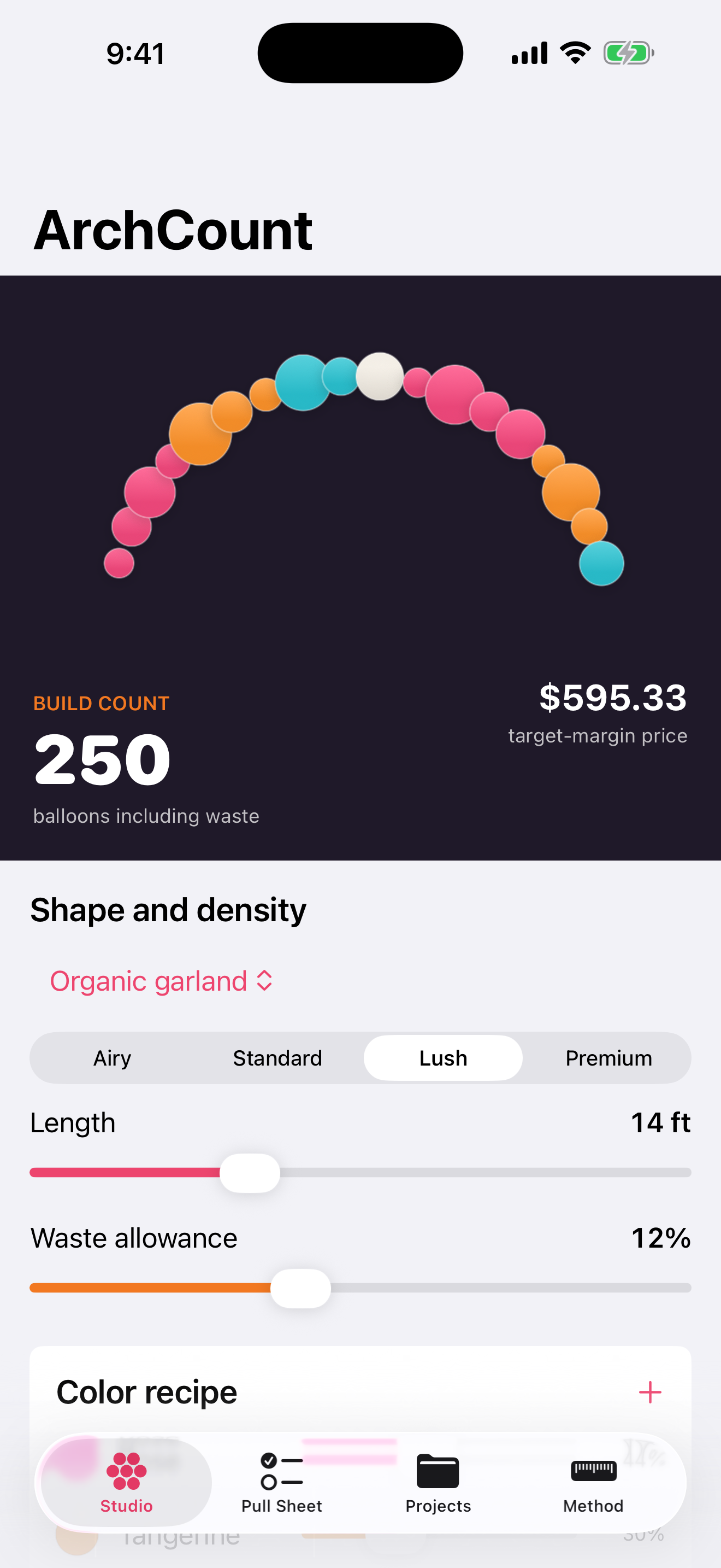 ArchCount app screenshot