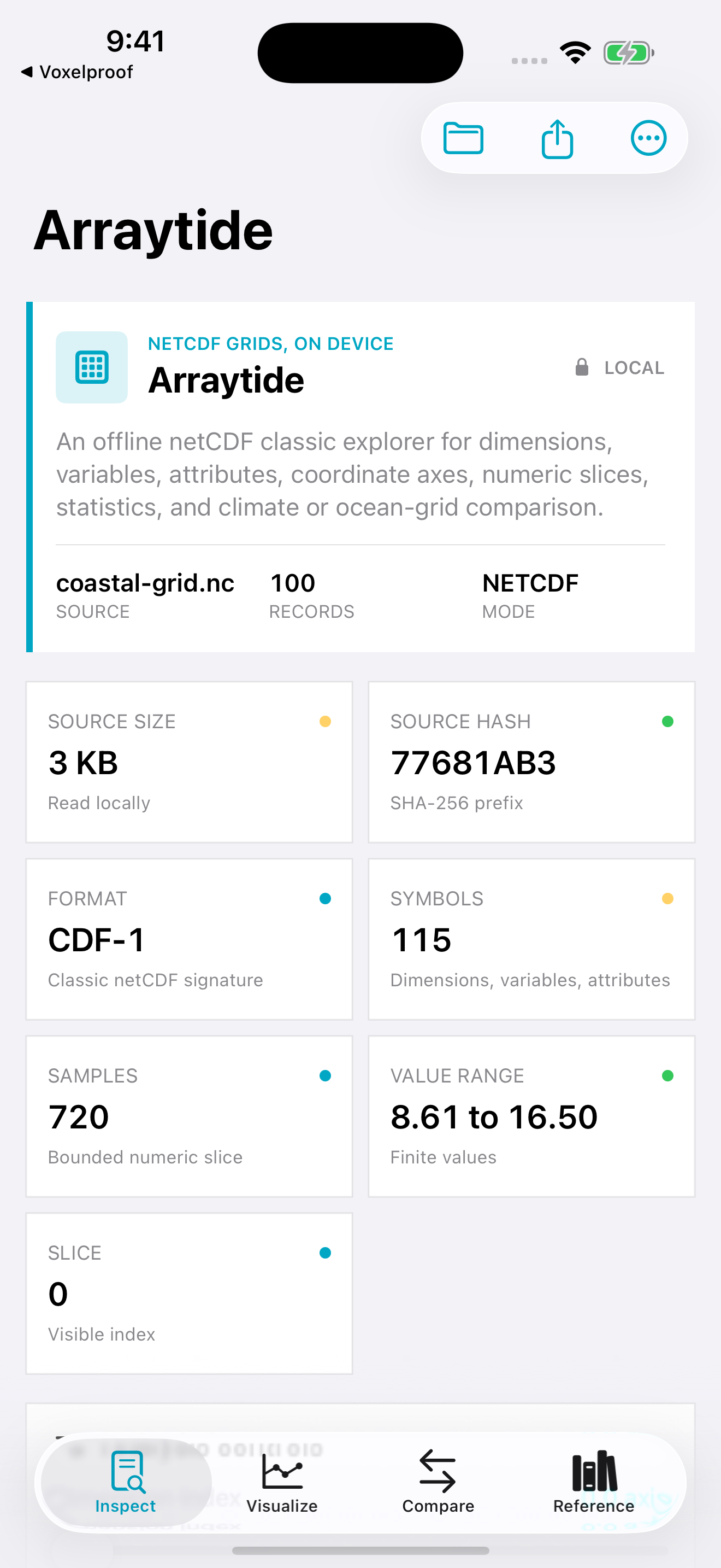 Arraytide current app interface