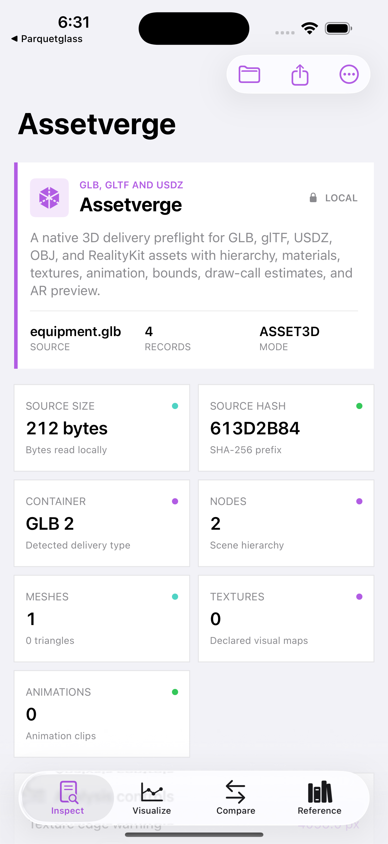 Assetverge current app interface