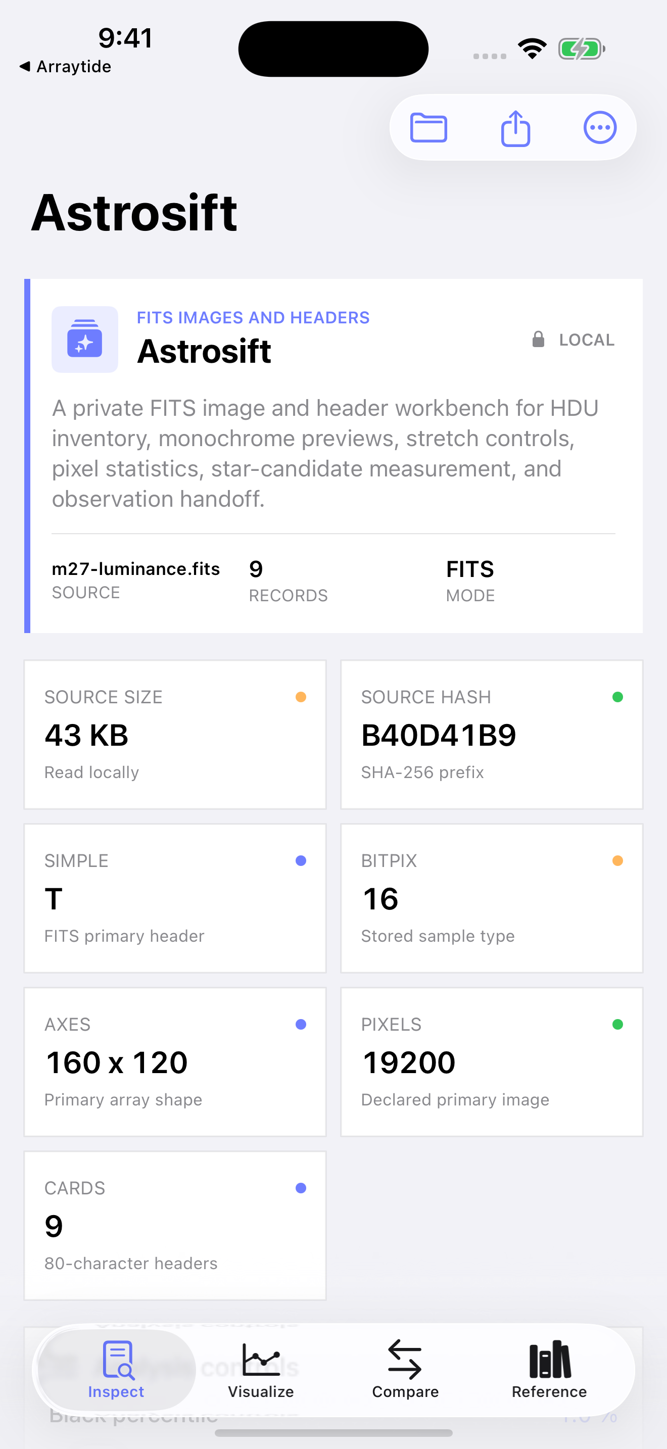 Astrosift current app interface