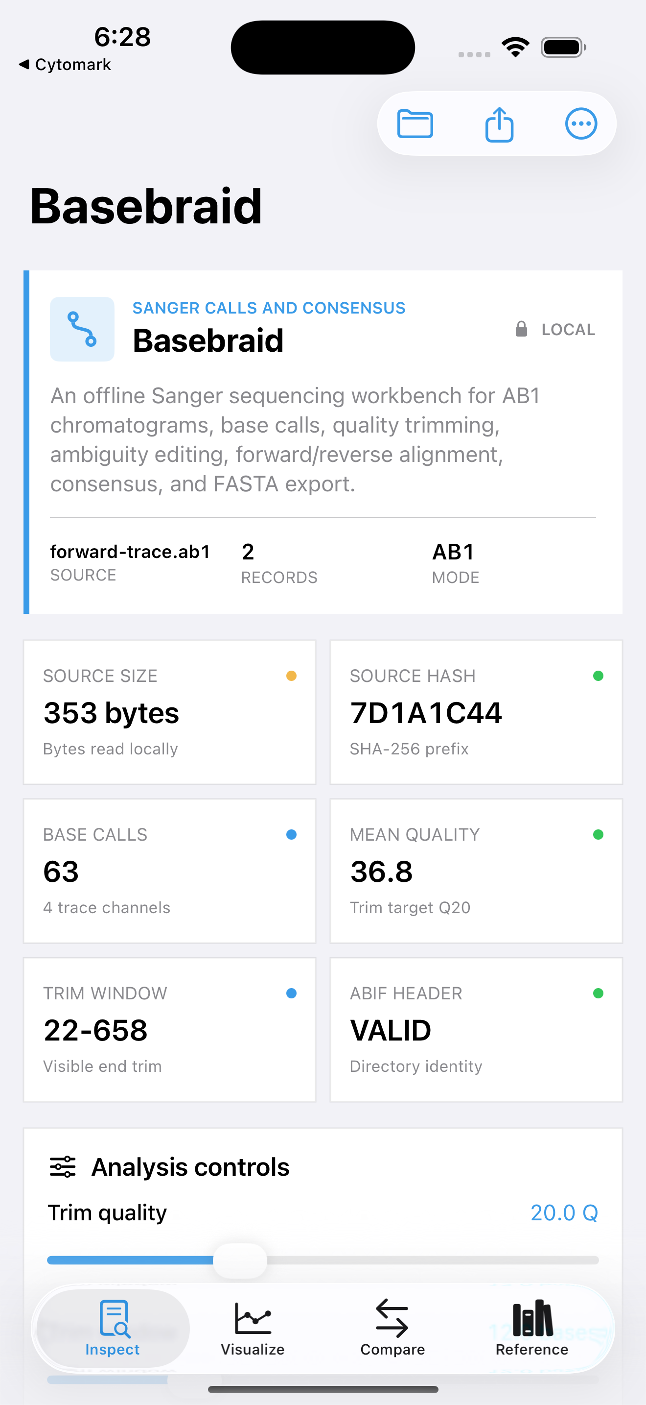 Basebraid current app interface