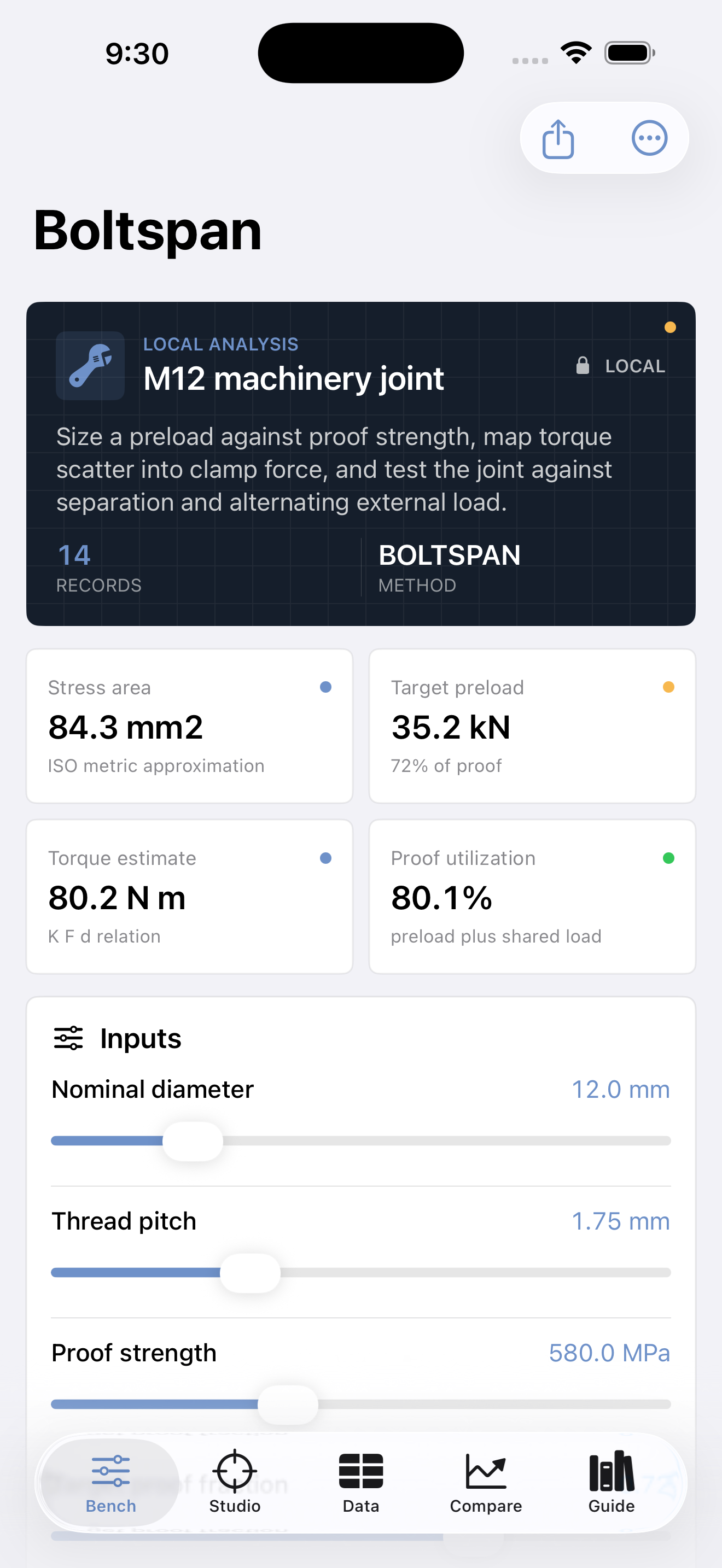 Boltspan current app interface