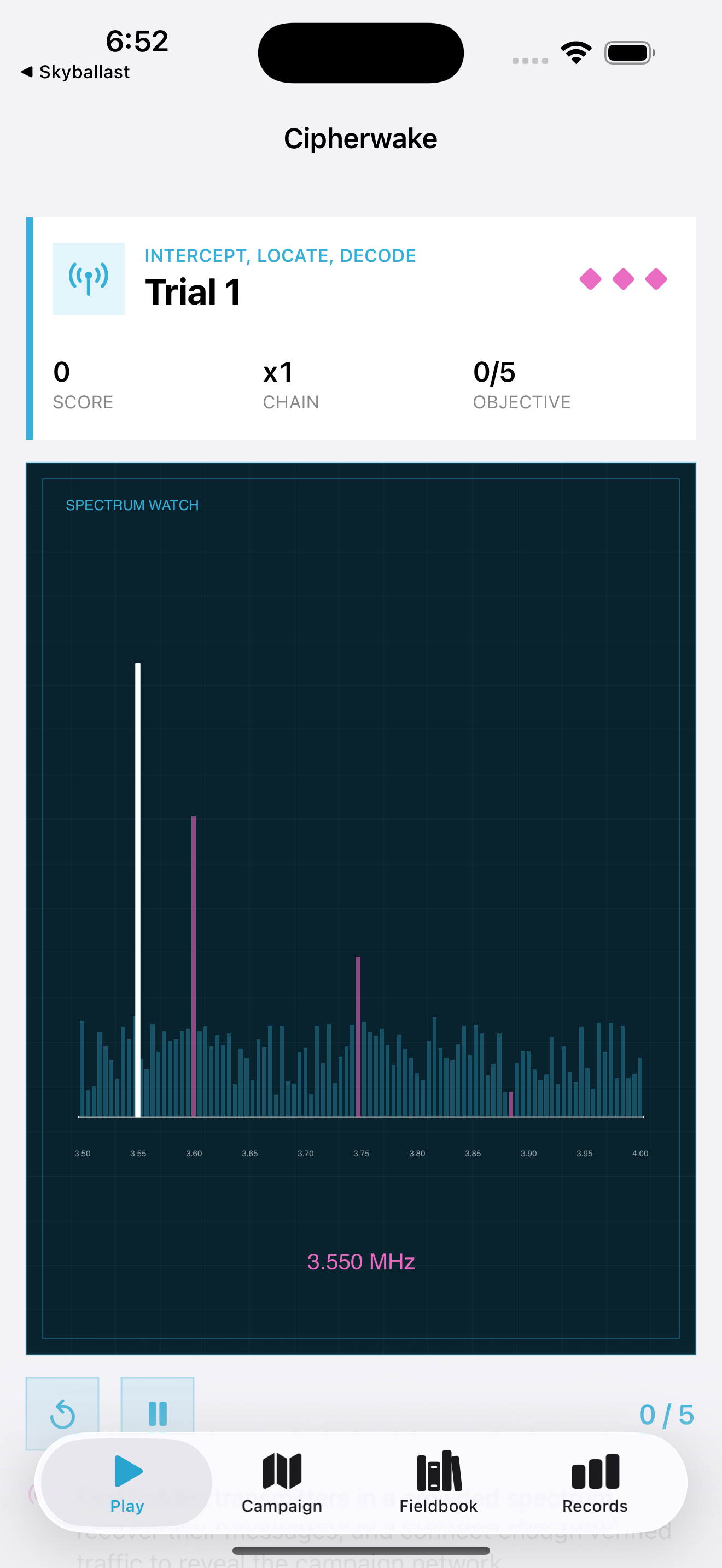 Cipherwake current app interface