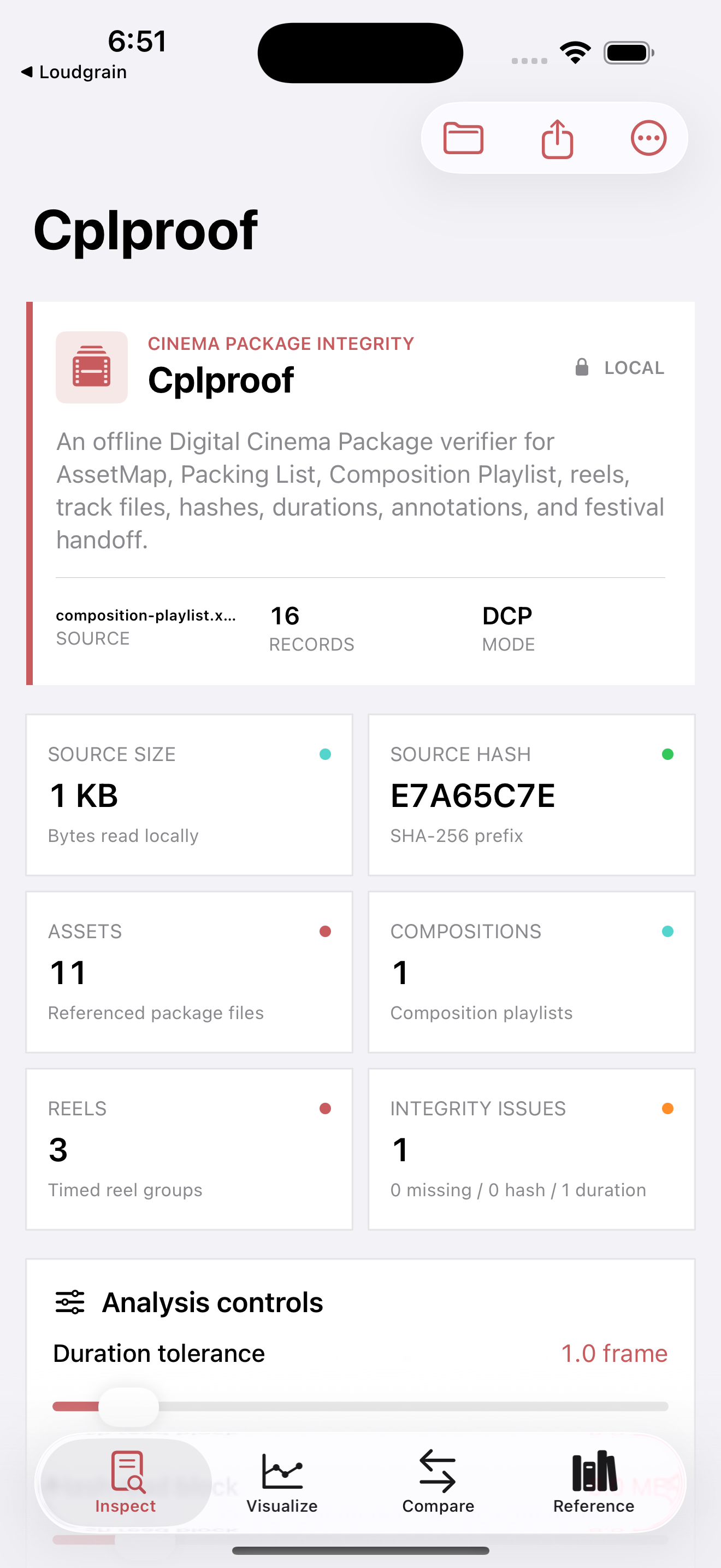 Cplproof current app interface