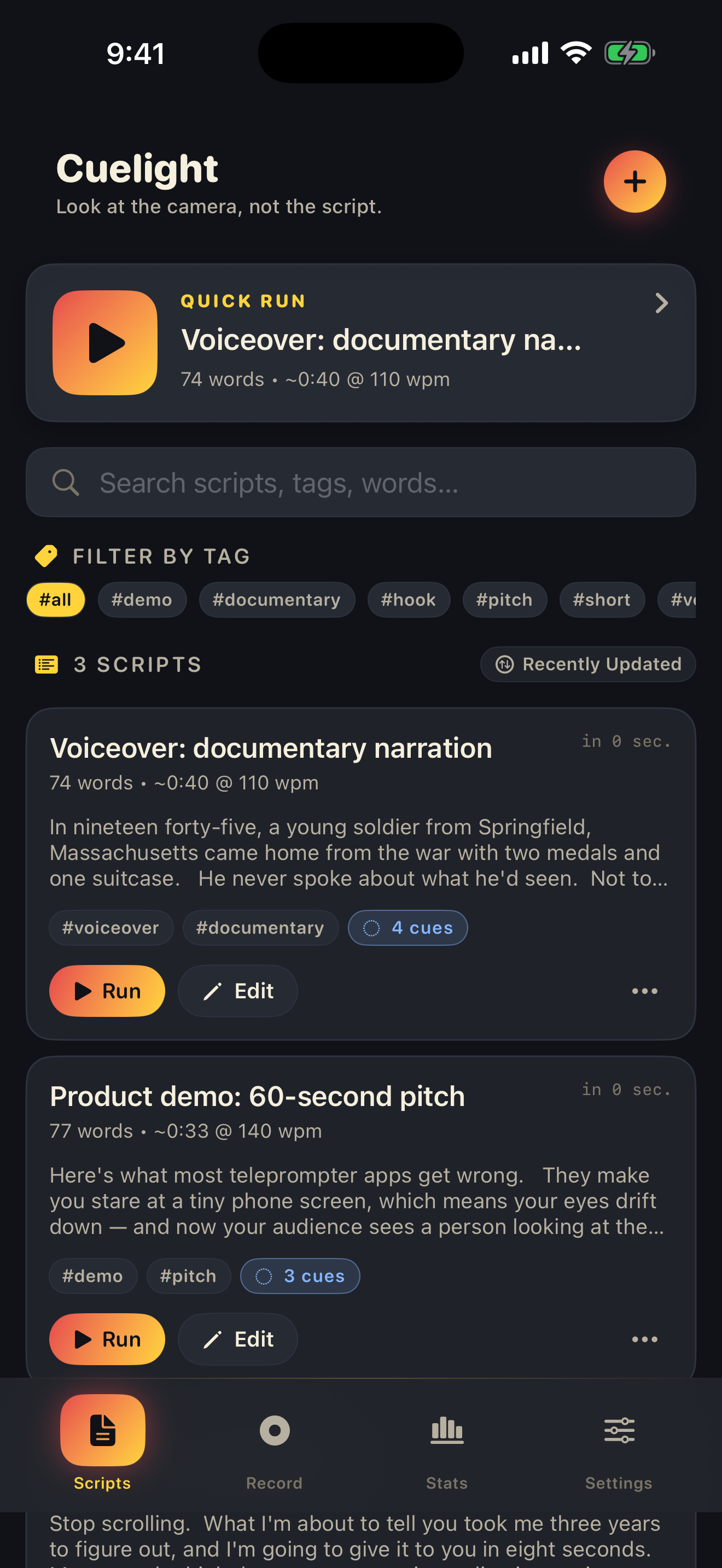 Cuethelights app screenshot