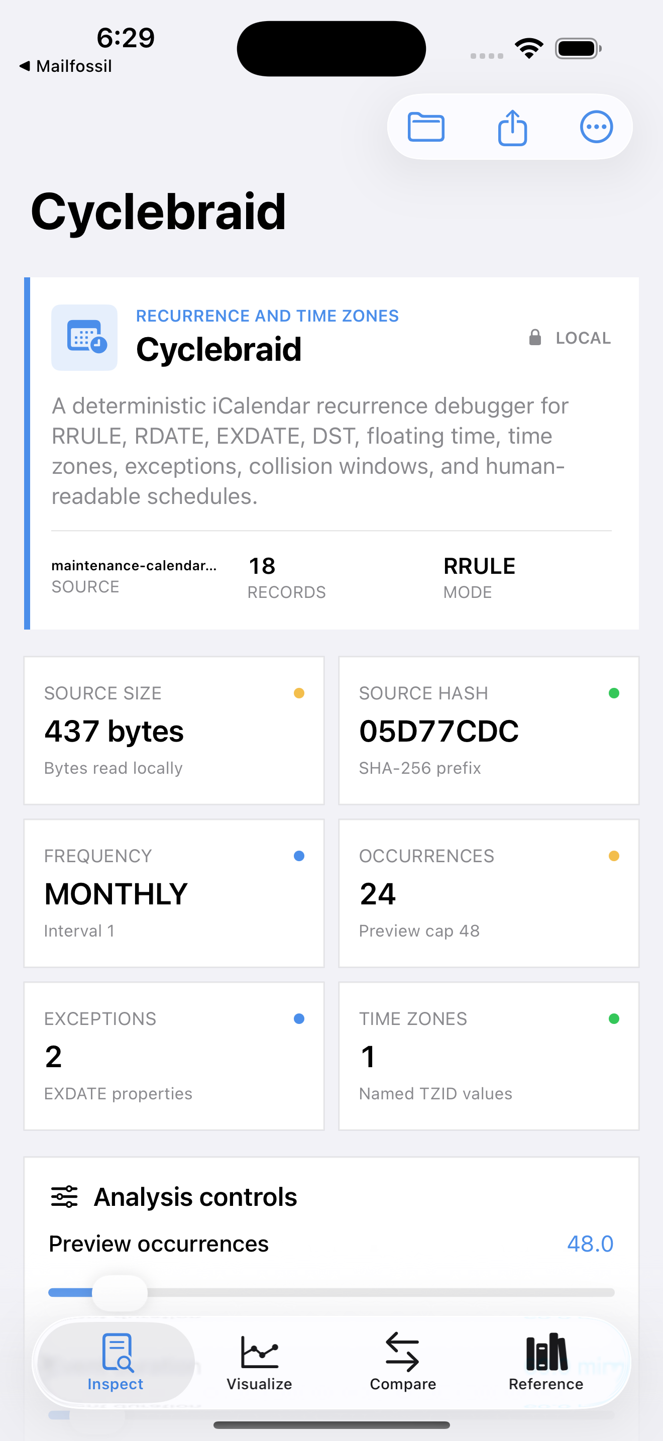 Cyclebraid current app interface