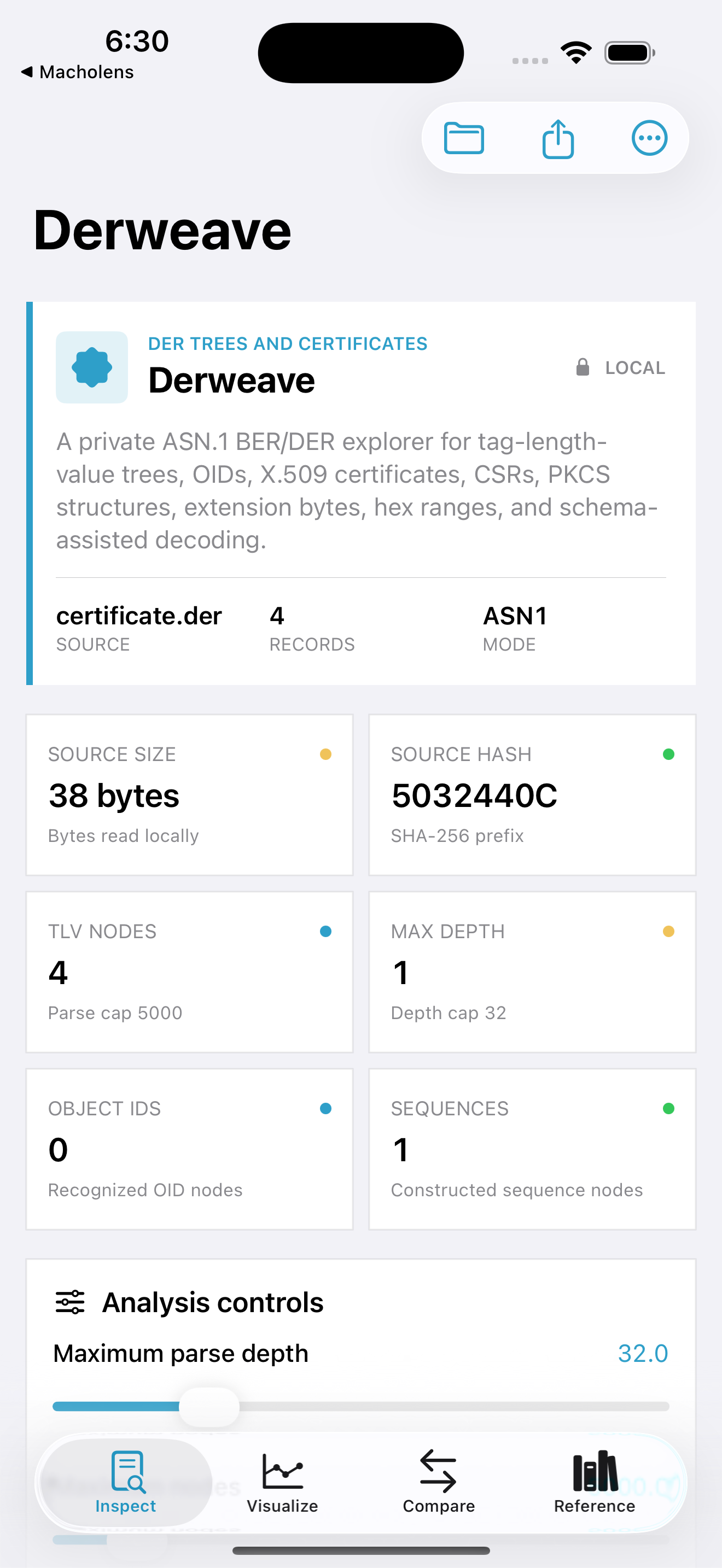 Derweave current app interface