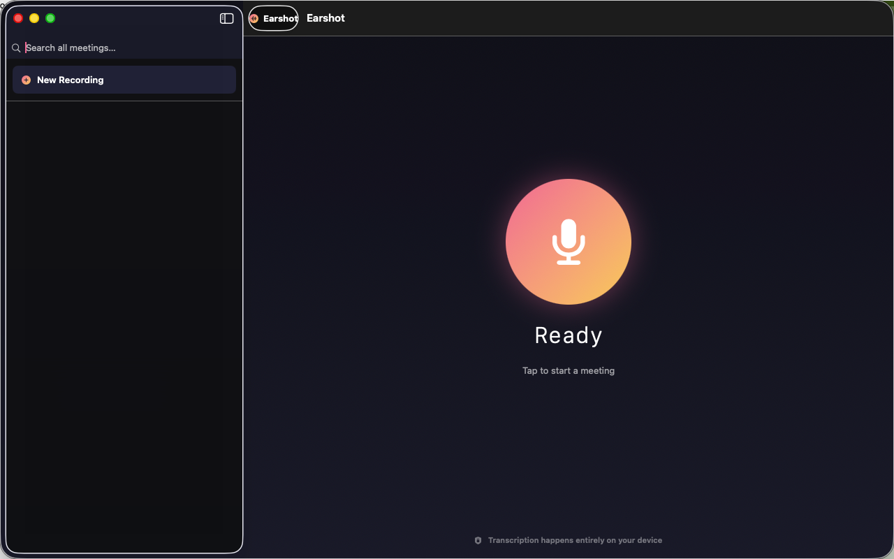 Earshots Mac app screenshot