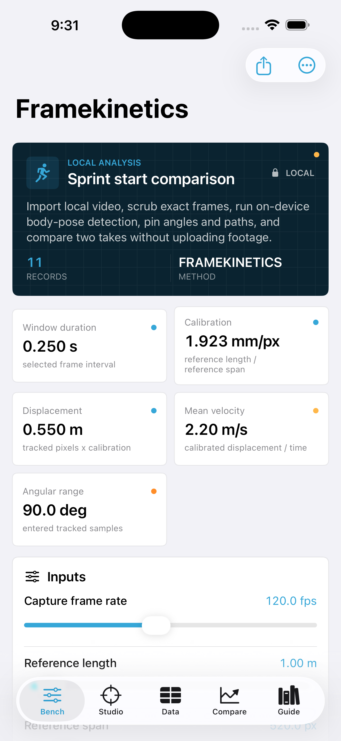 Framekinetics current app interface
