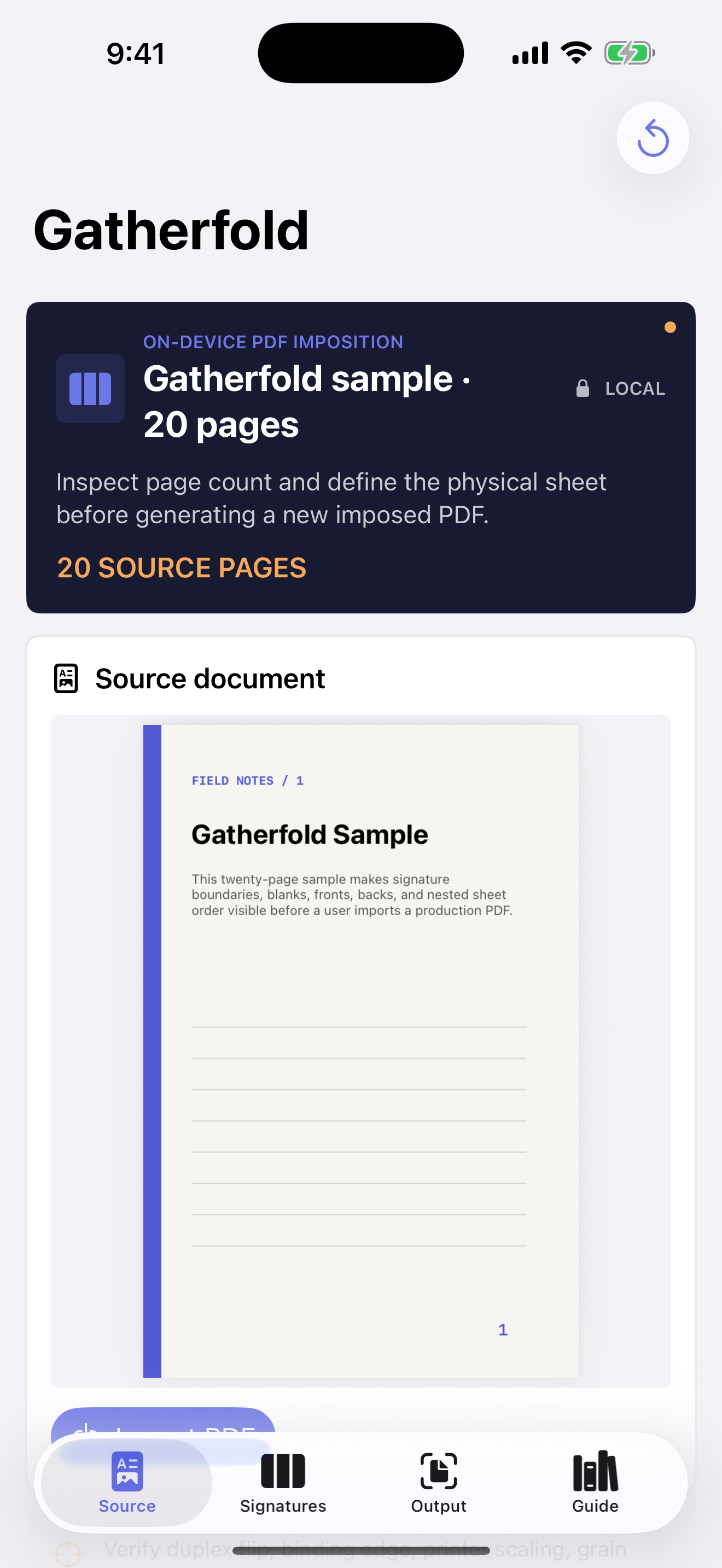 Gatherfold app interface