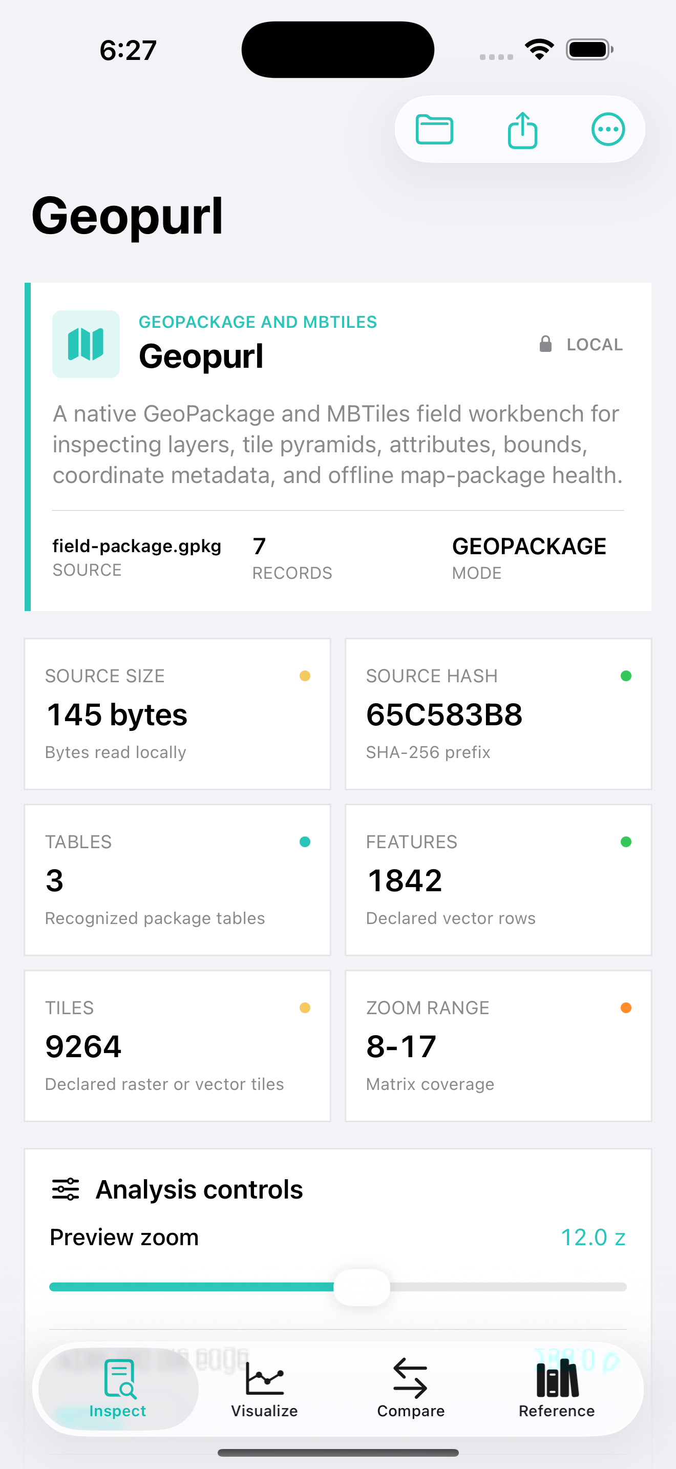 Geopurl current app interface