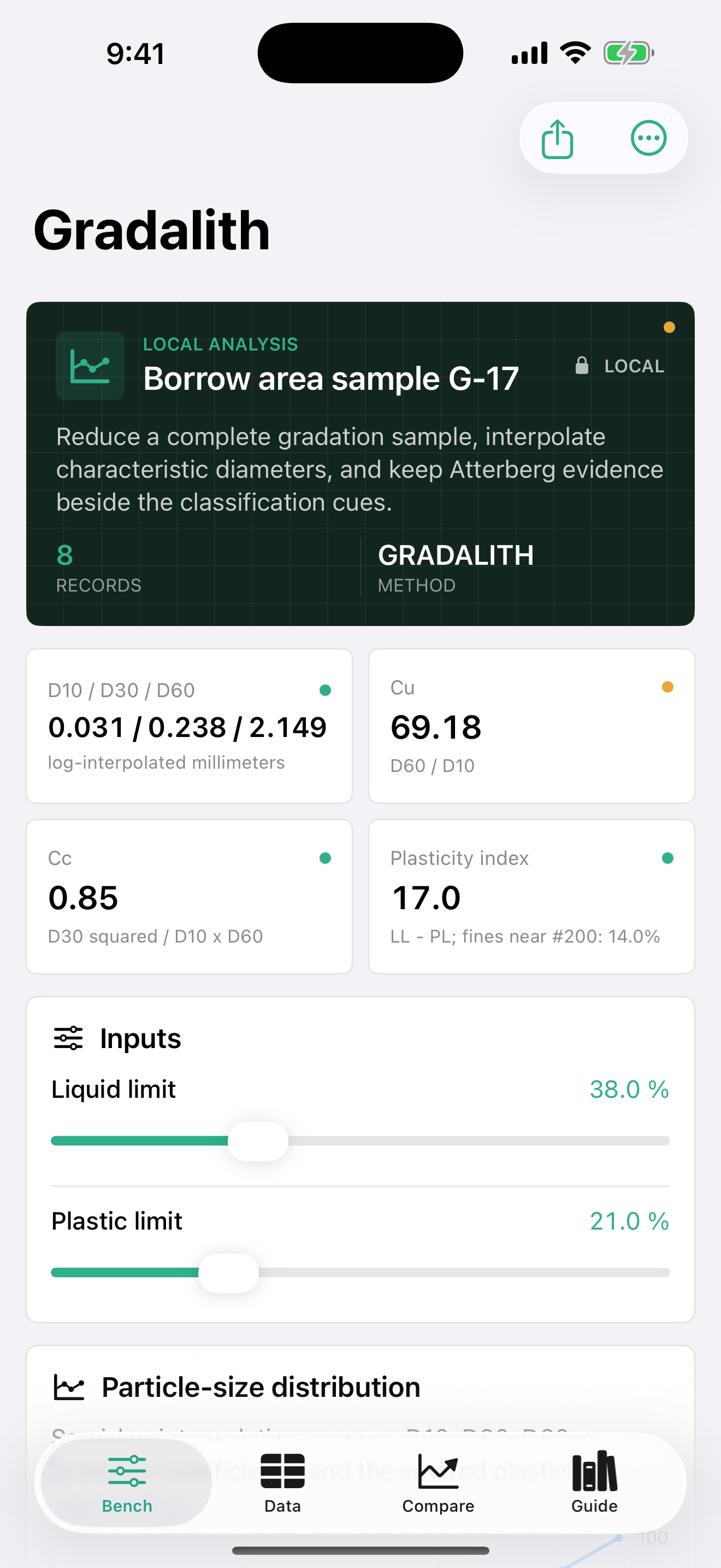 Gradalith app interface