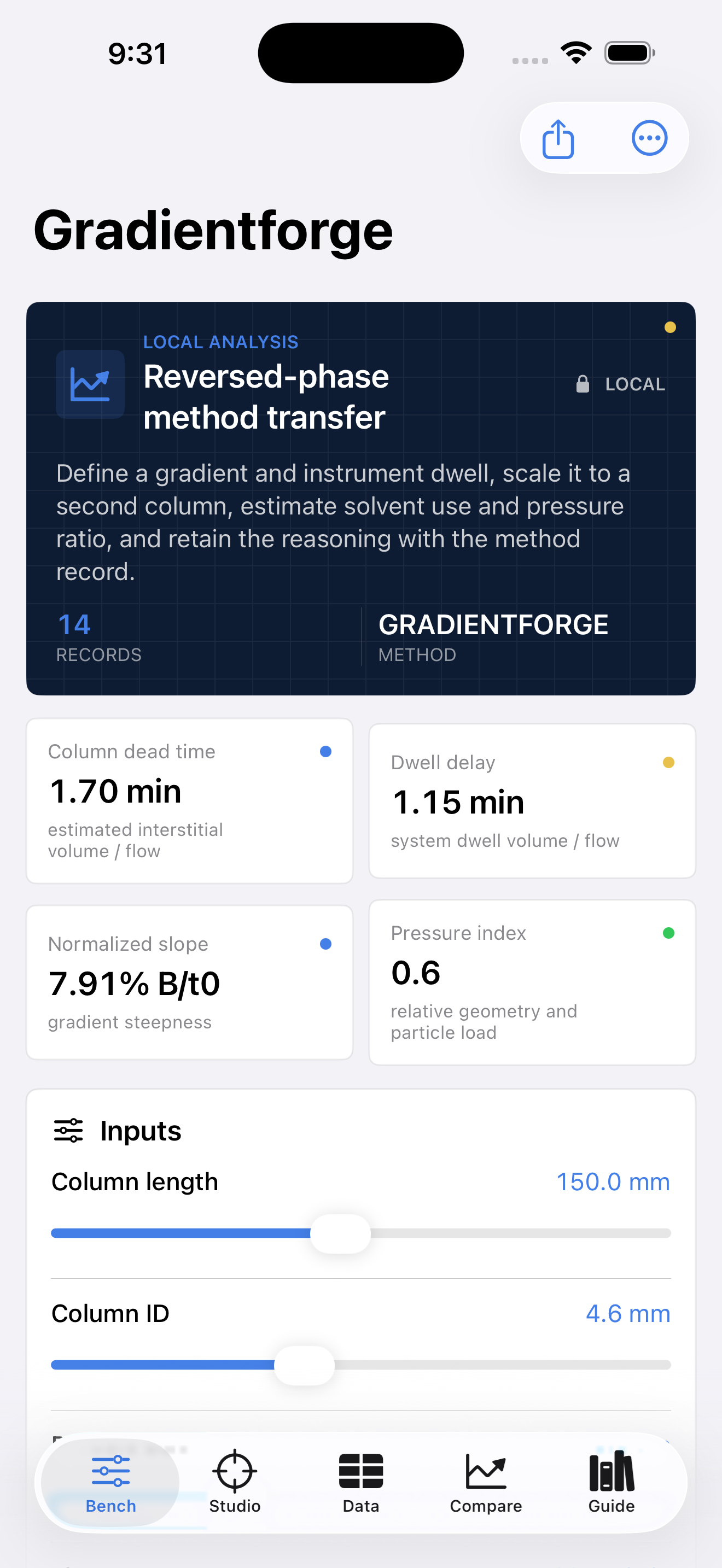 Gradientforge current app interface