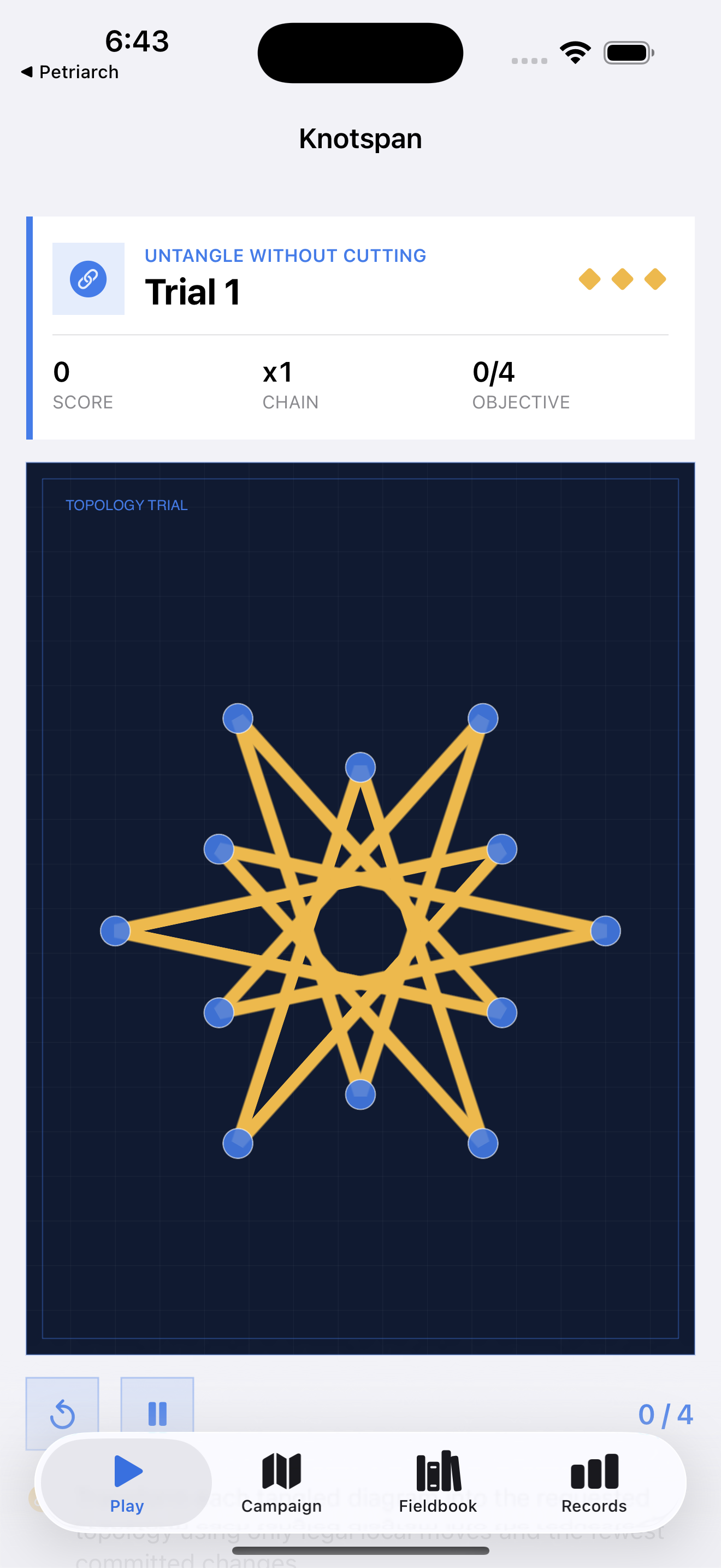 Knotspan current app interface