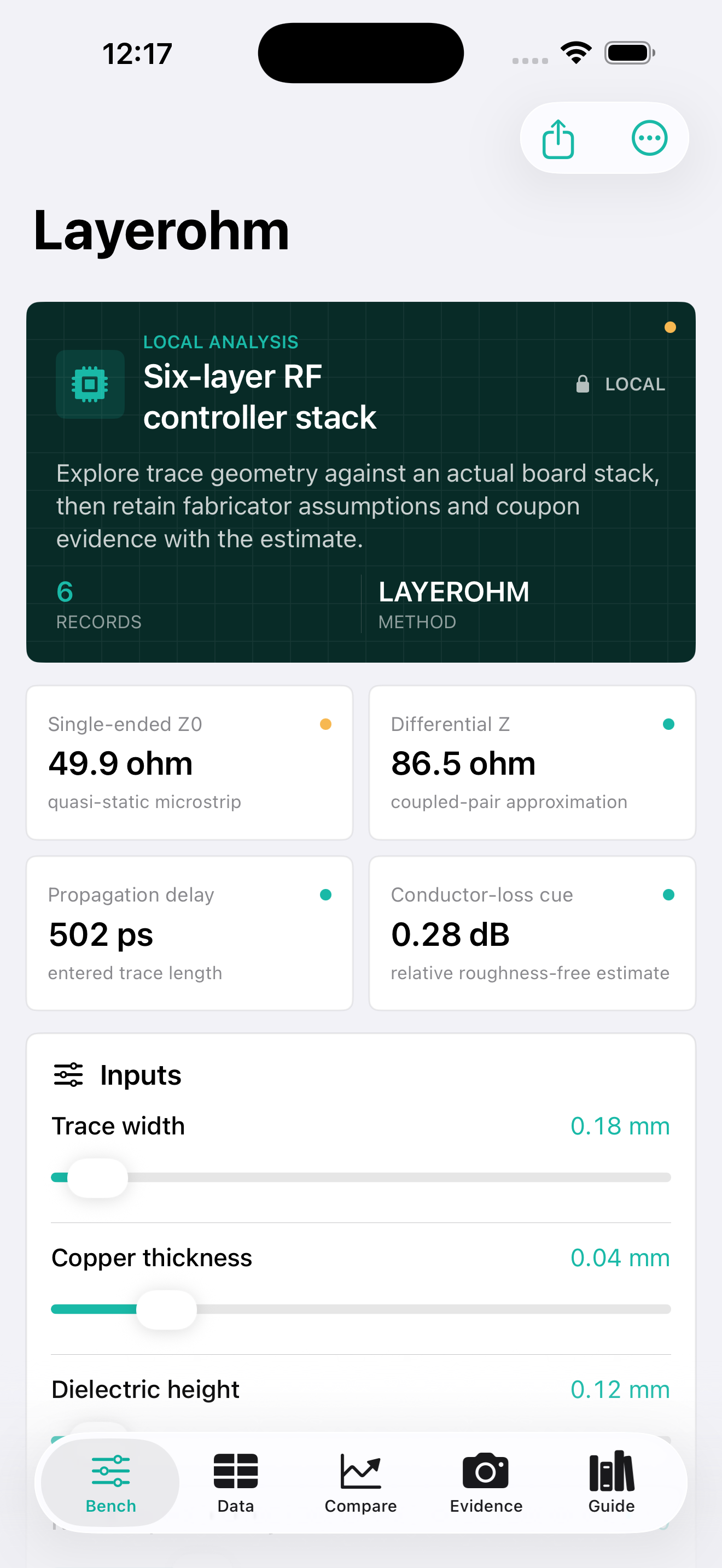 Layerohm app interface