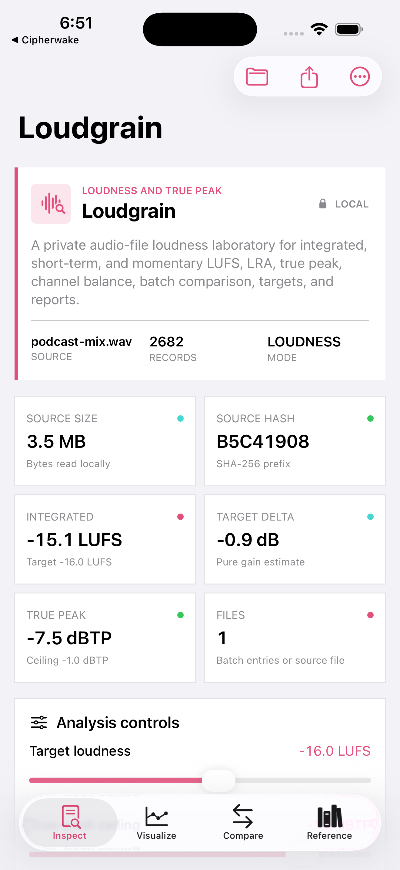 Loudgrain current app interface