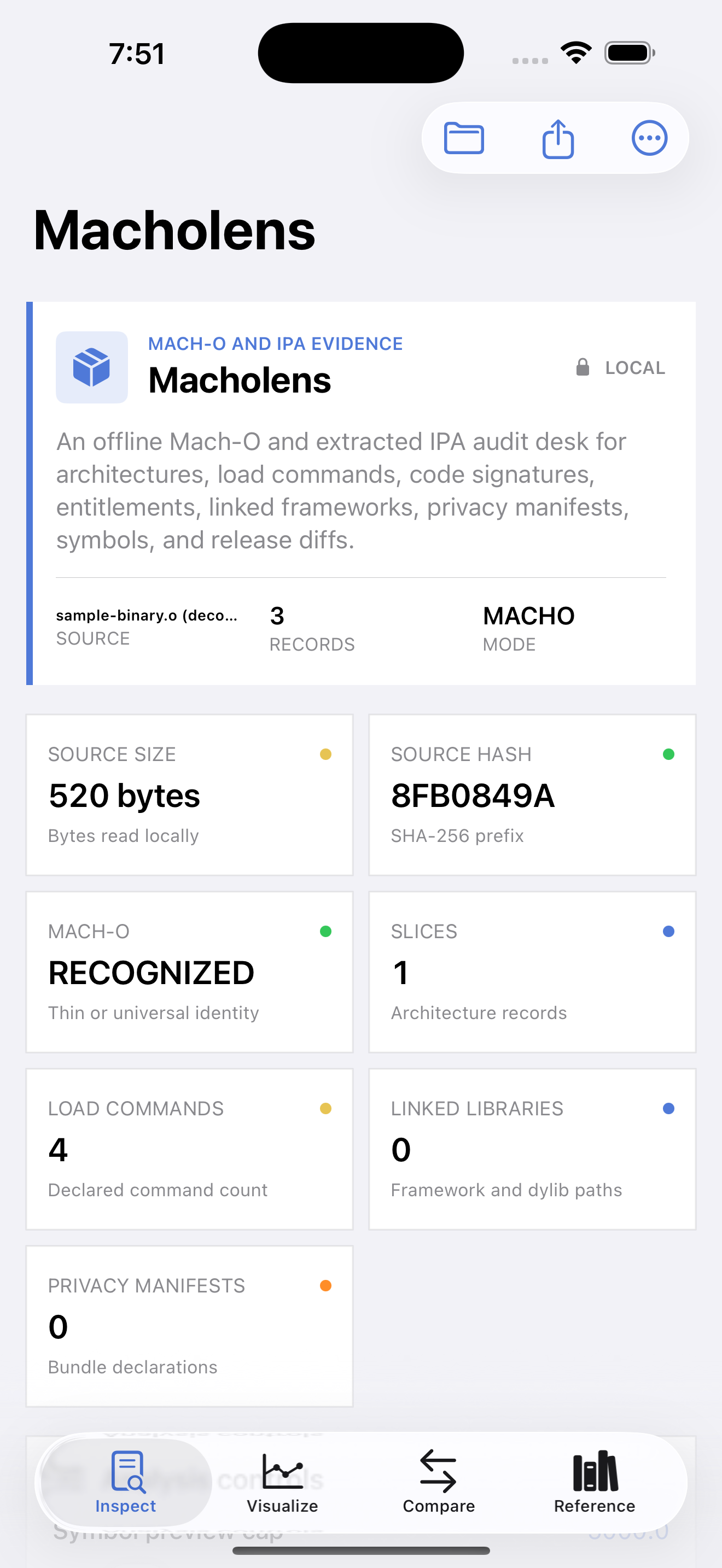 Macholens current app interface