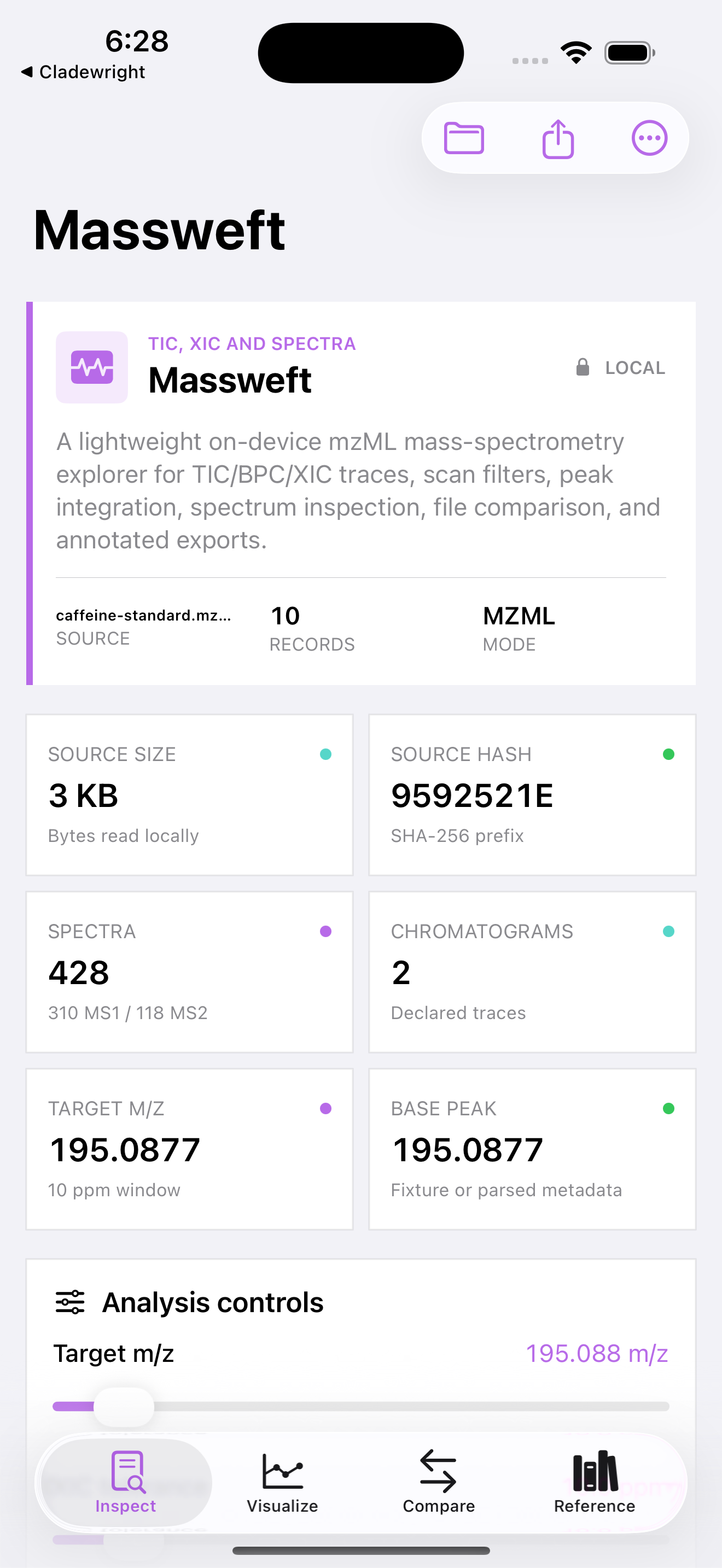 Massweft current app interface