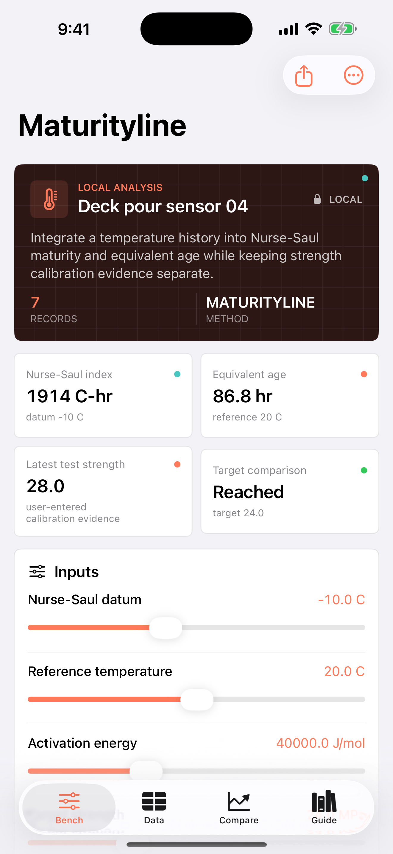 Maturityline app interface