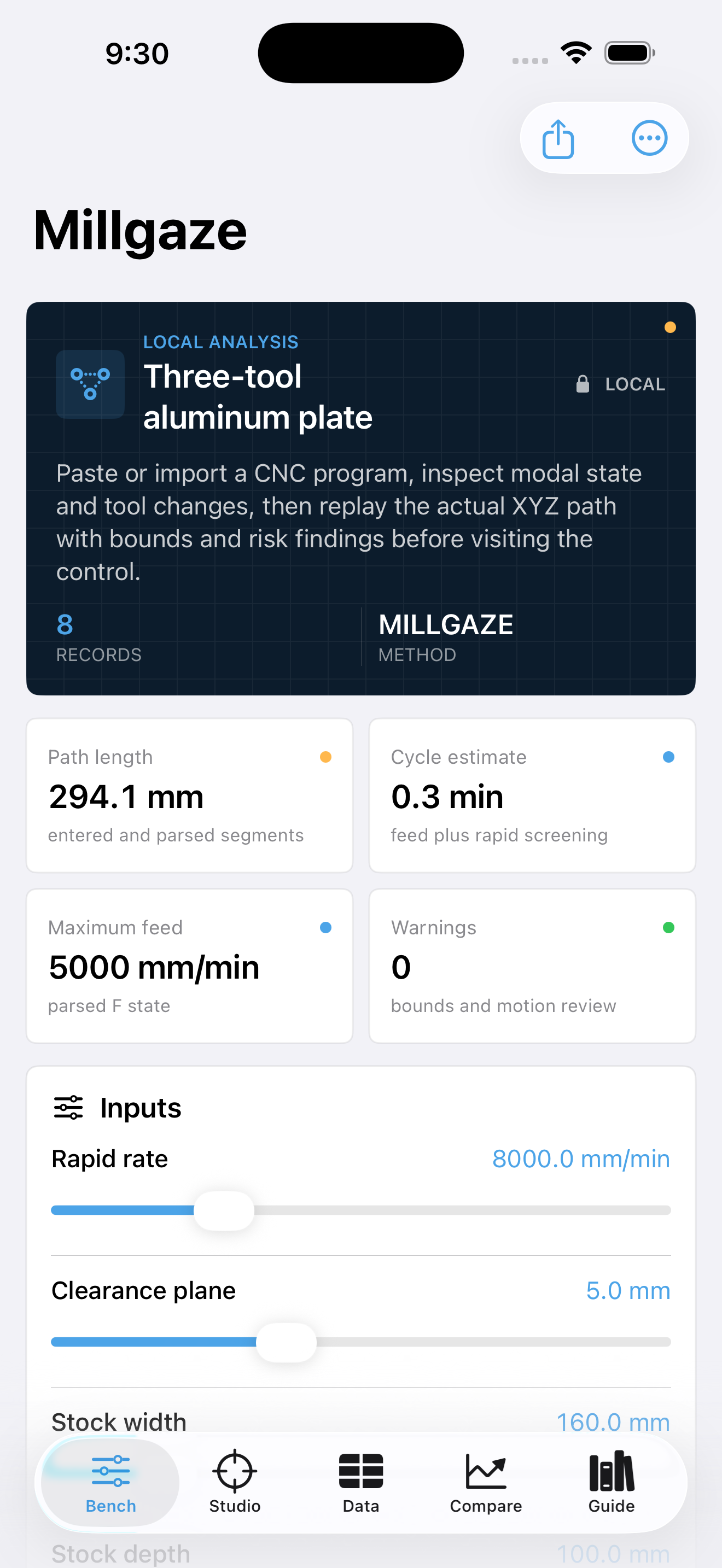 Millgaze current app interface