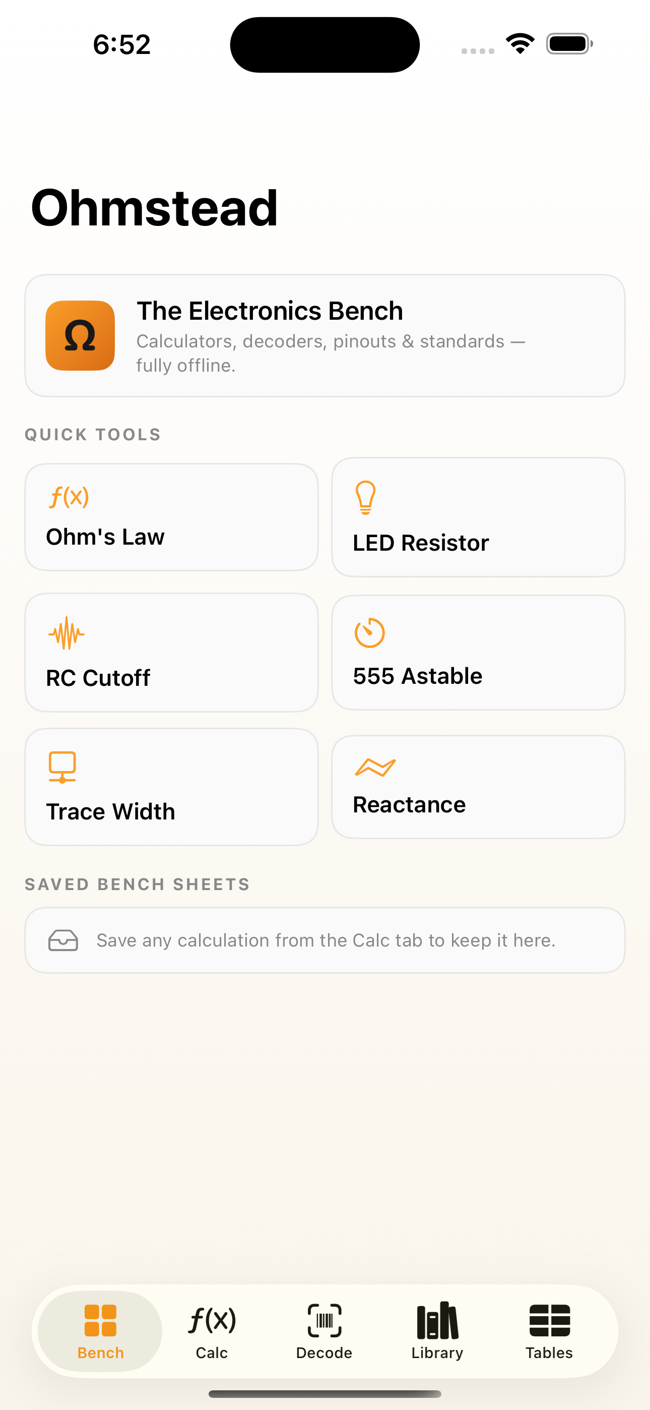 Ohmstead app interface