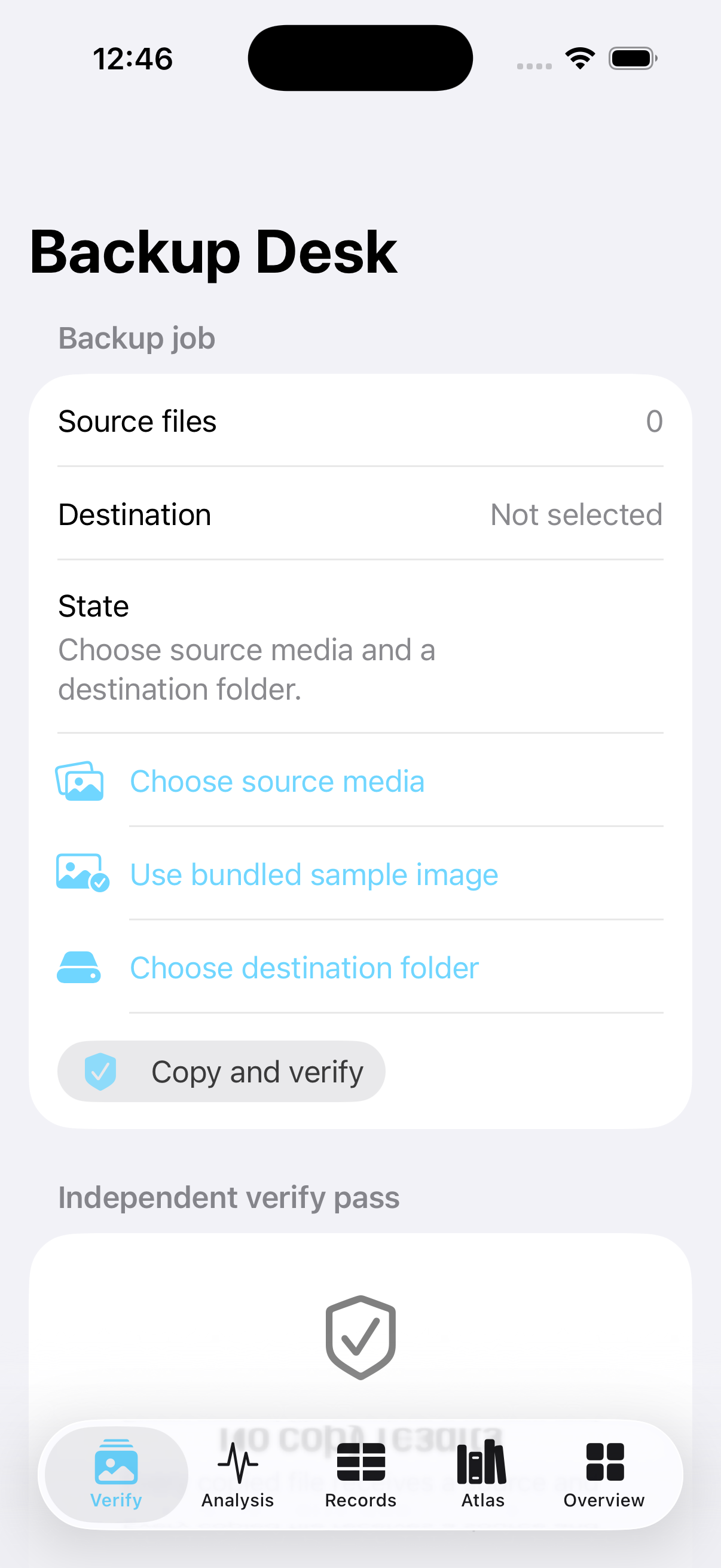 Photocairn current app interface