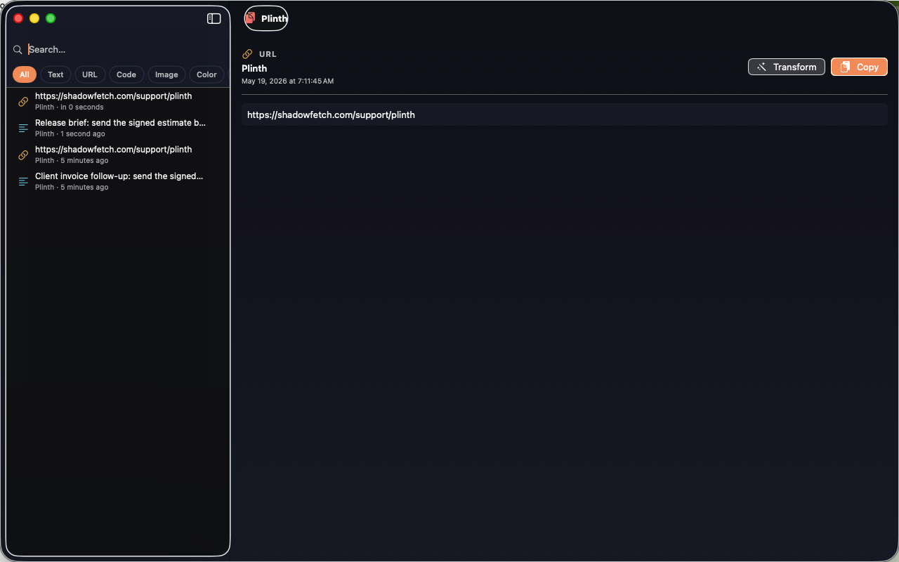 Plinths Mac app screenshot