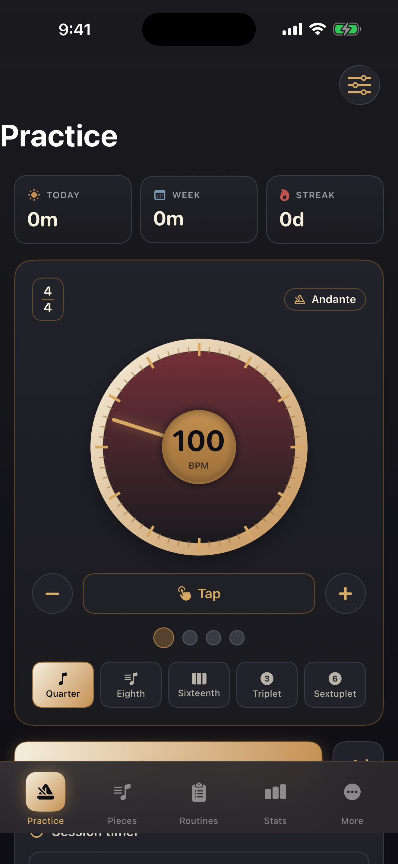 PracticeBell app screenshot