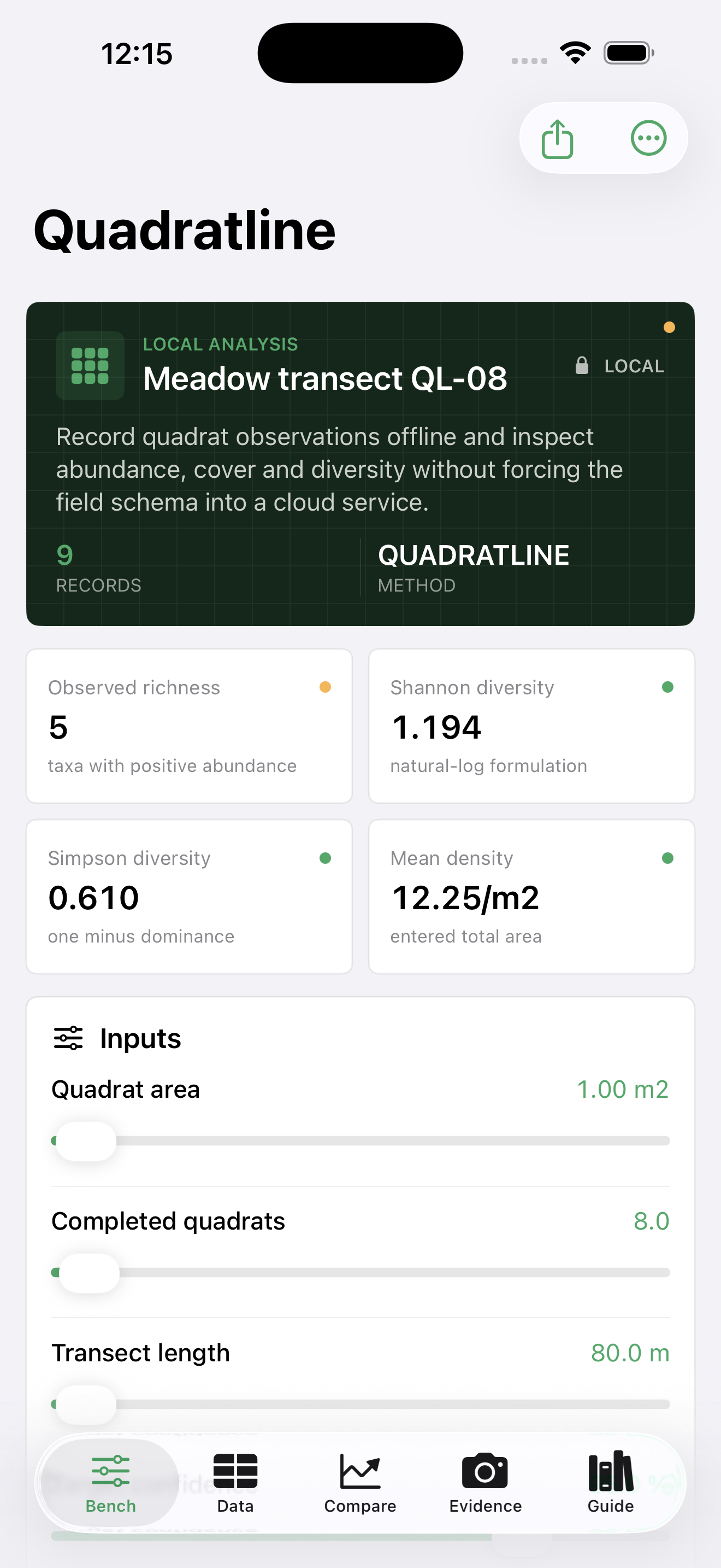 Quadratline app interface