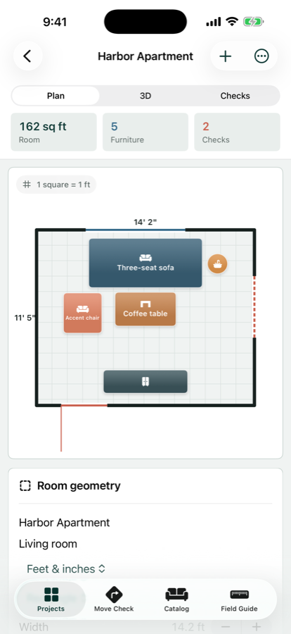 Roomspan true-scale room editor
