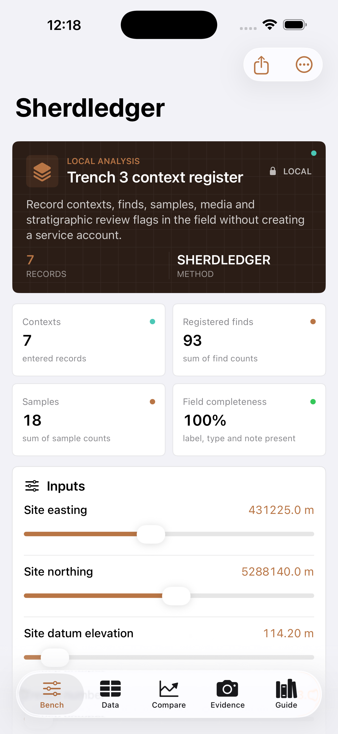Sherdledger app interface