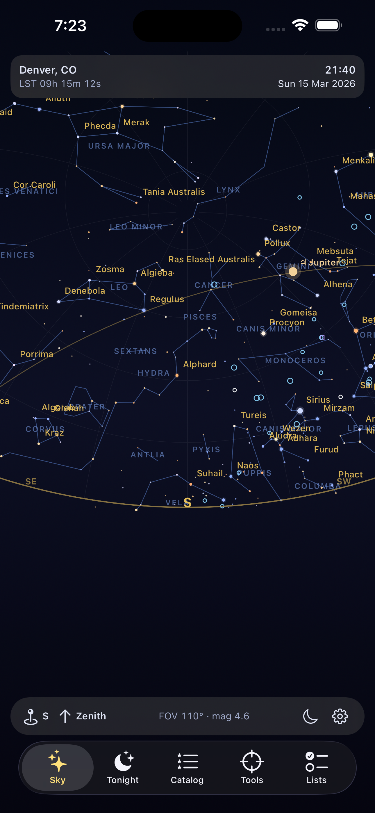 Sidereal app interface