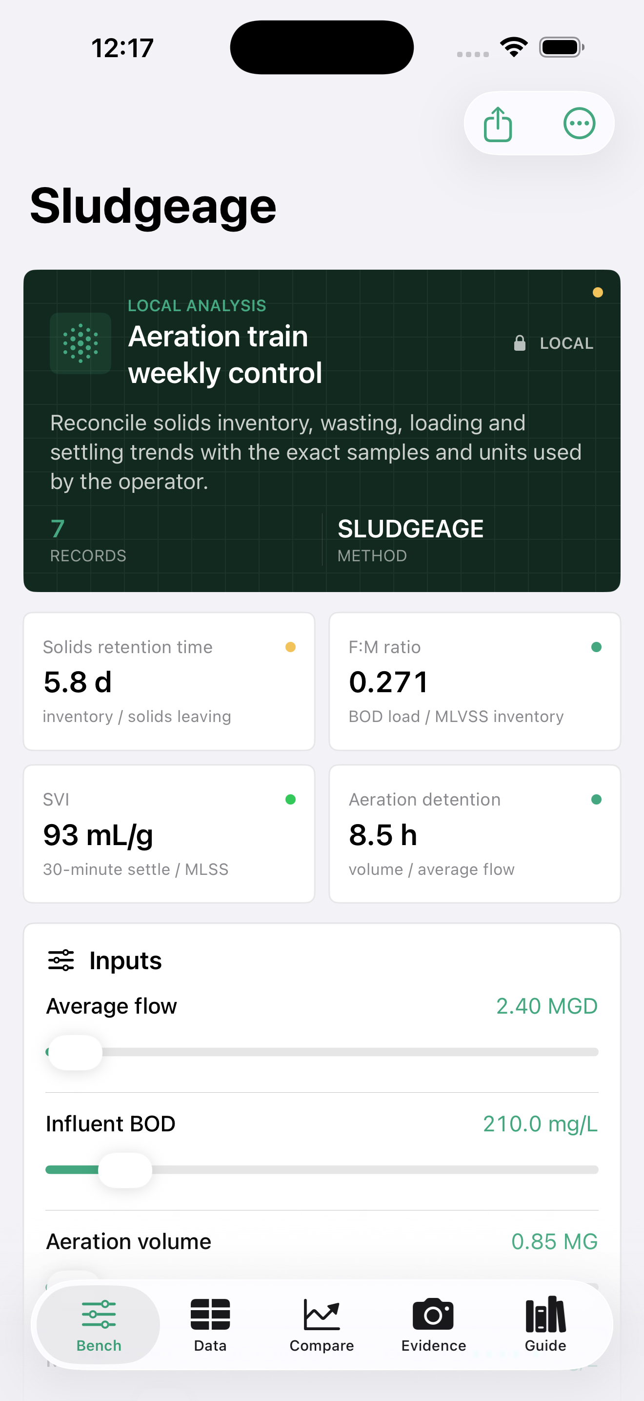 Sludgeage app interface