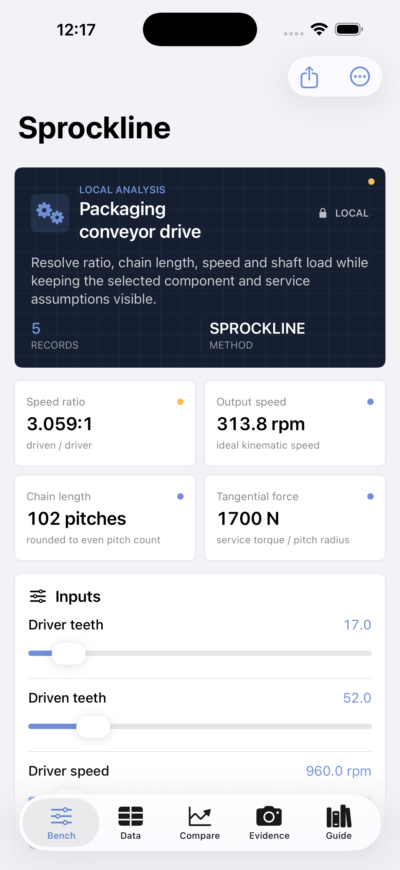 Sprockline app interface