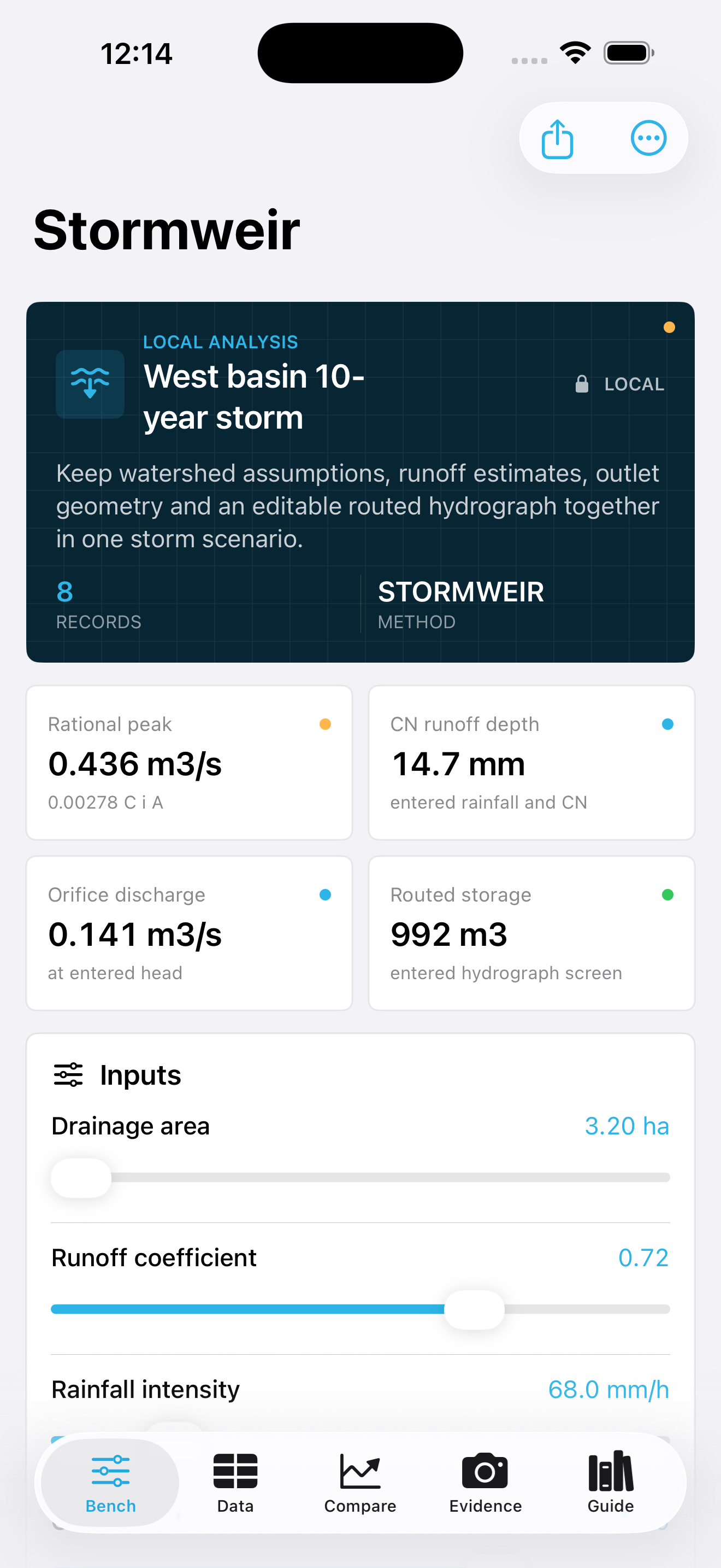 Stormweir app interface