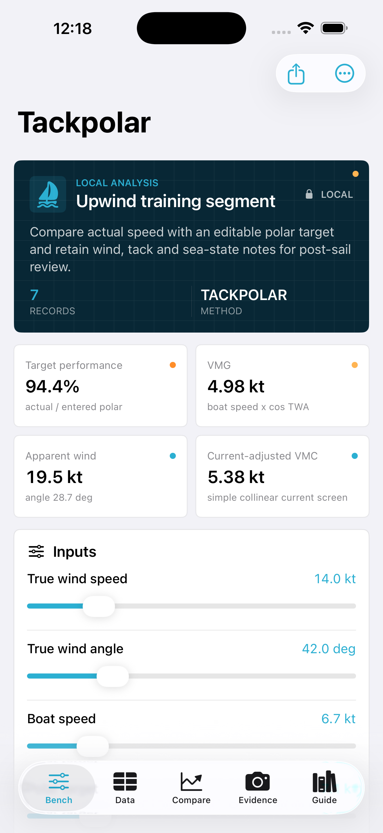 Tackpolar app interface