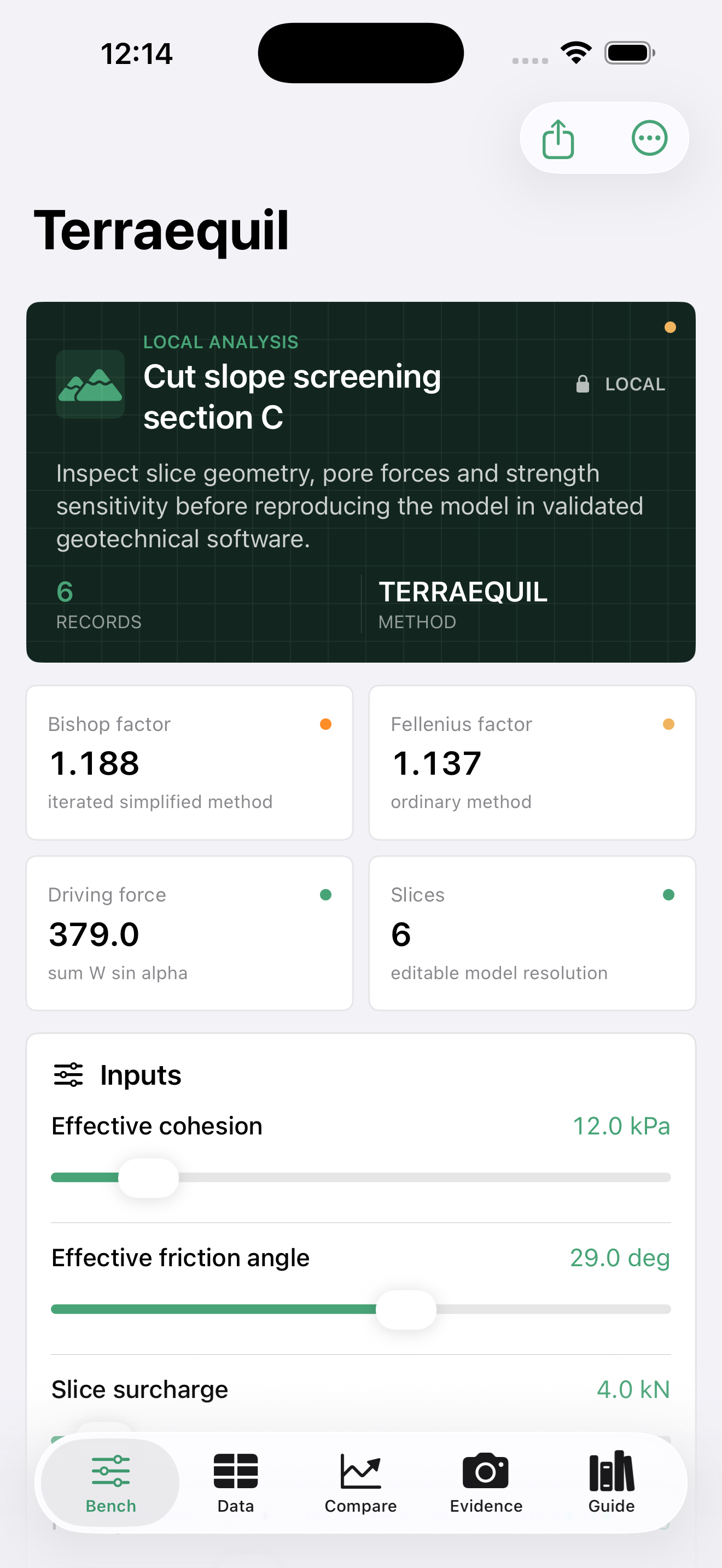Terraequil app interface
