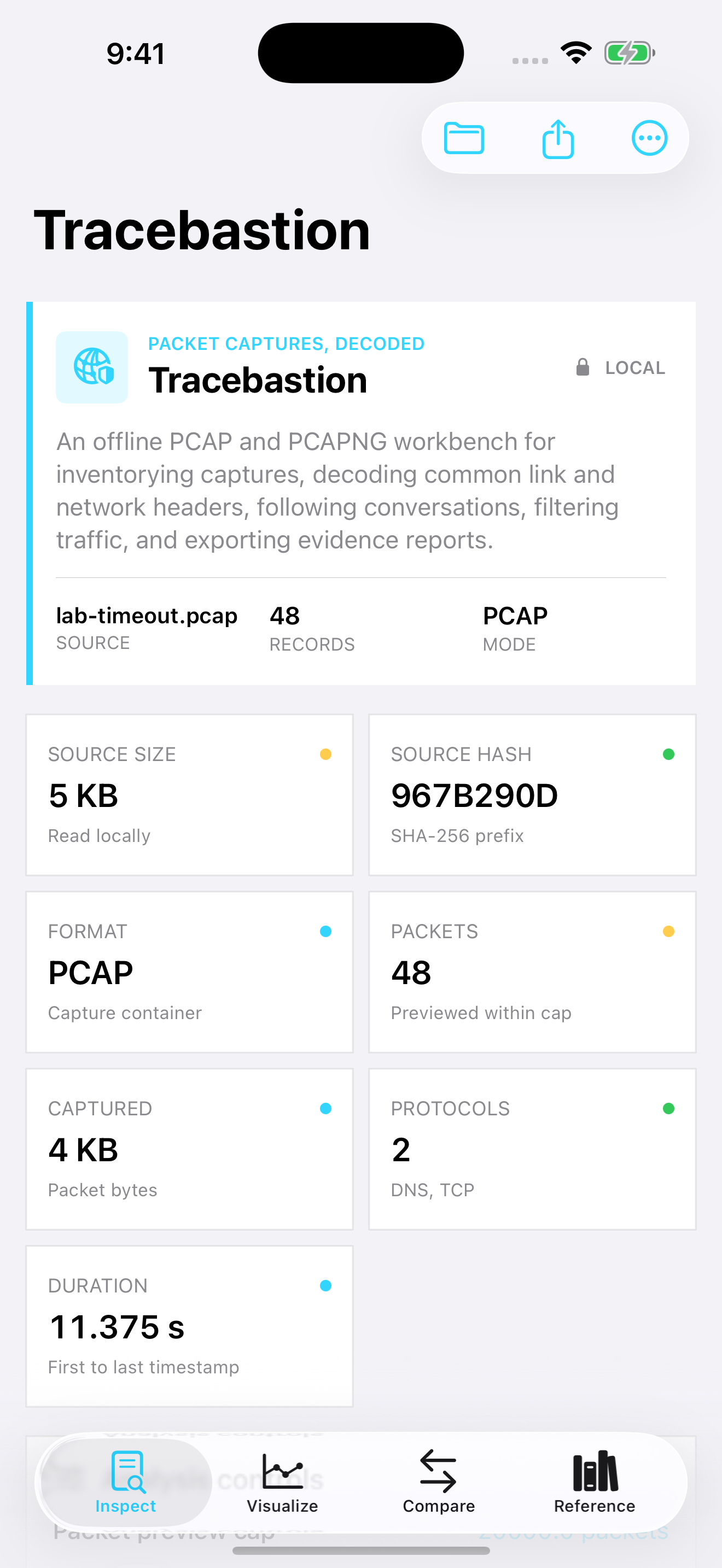Tracebastion current app interface