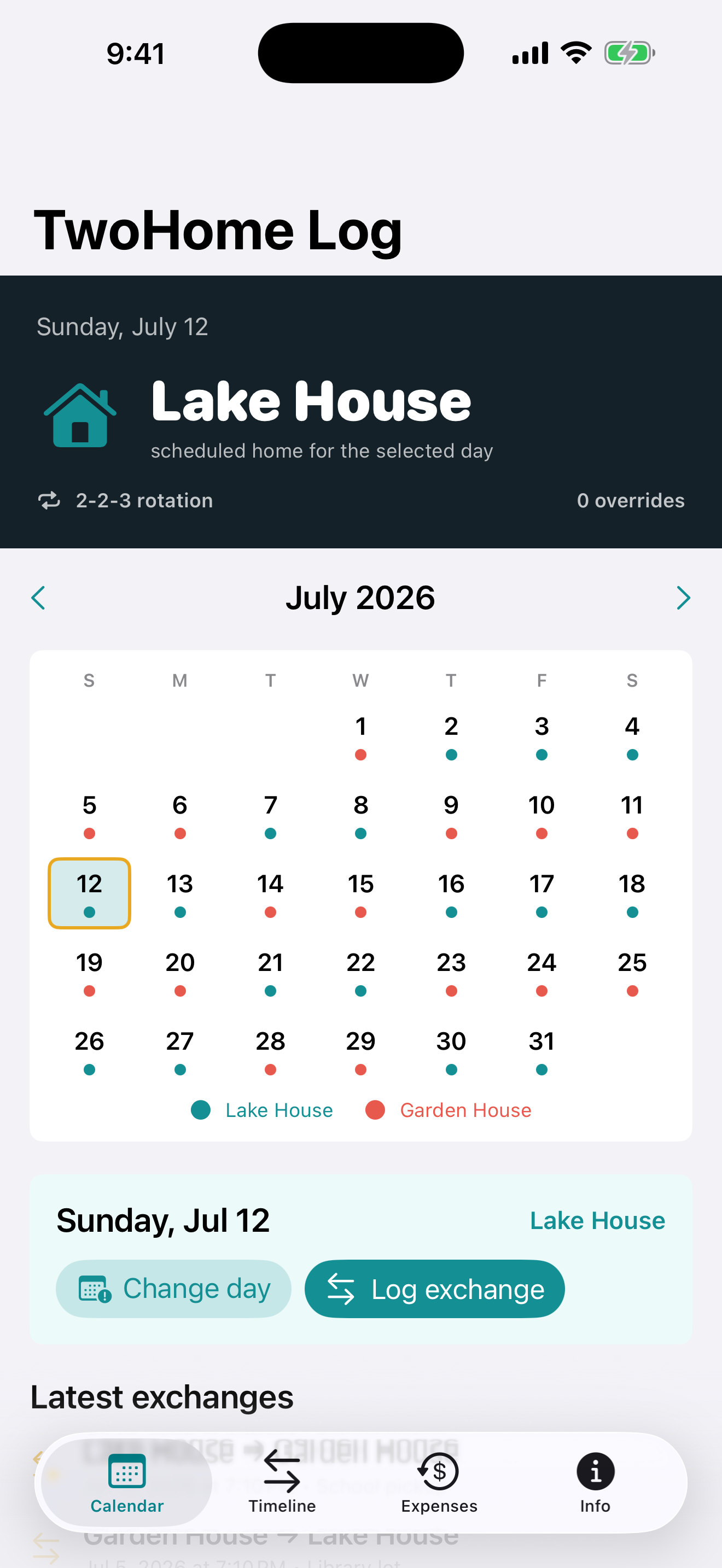 TwoHome Log app screenshot