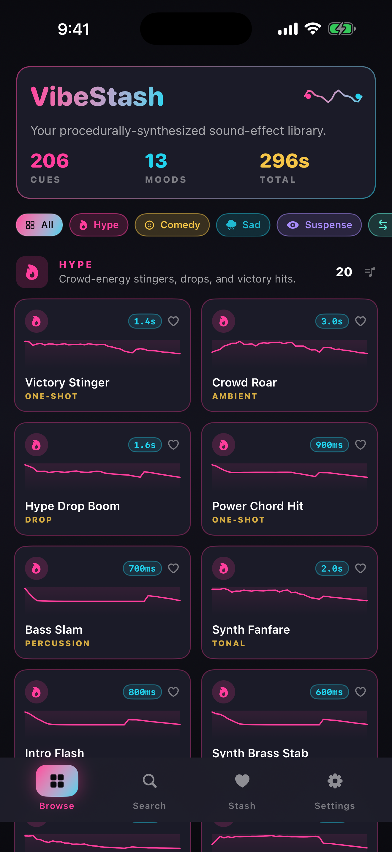 VibeStash app screenshot