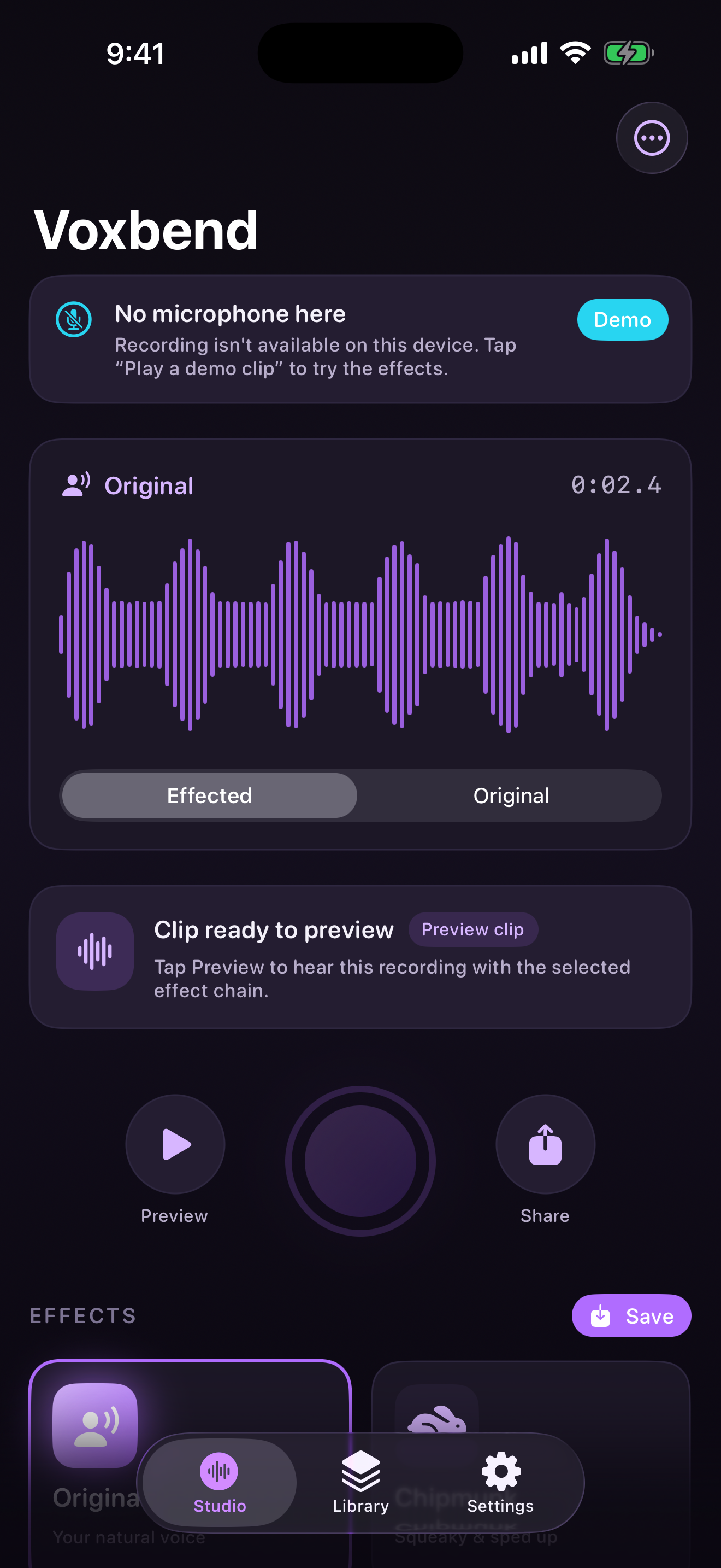 Voxbend current app interface