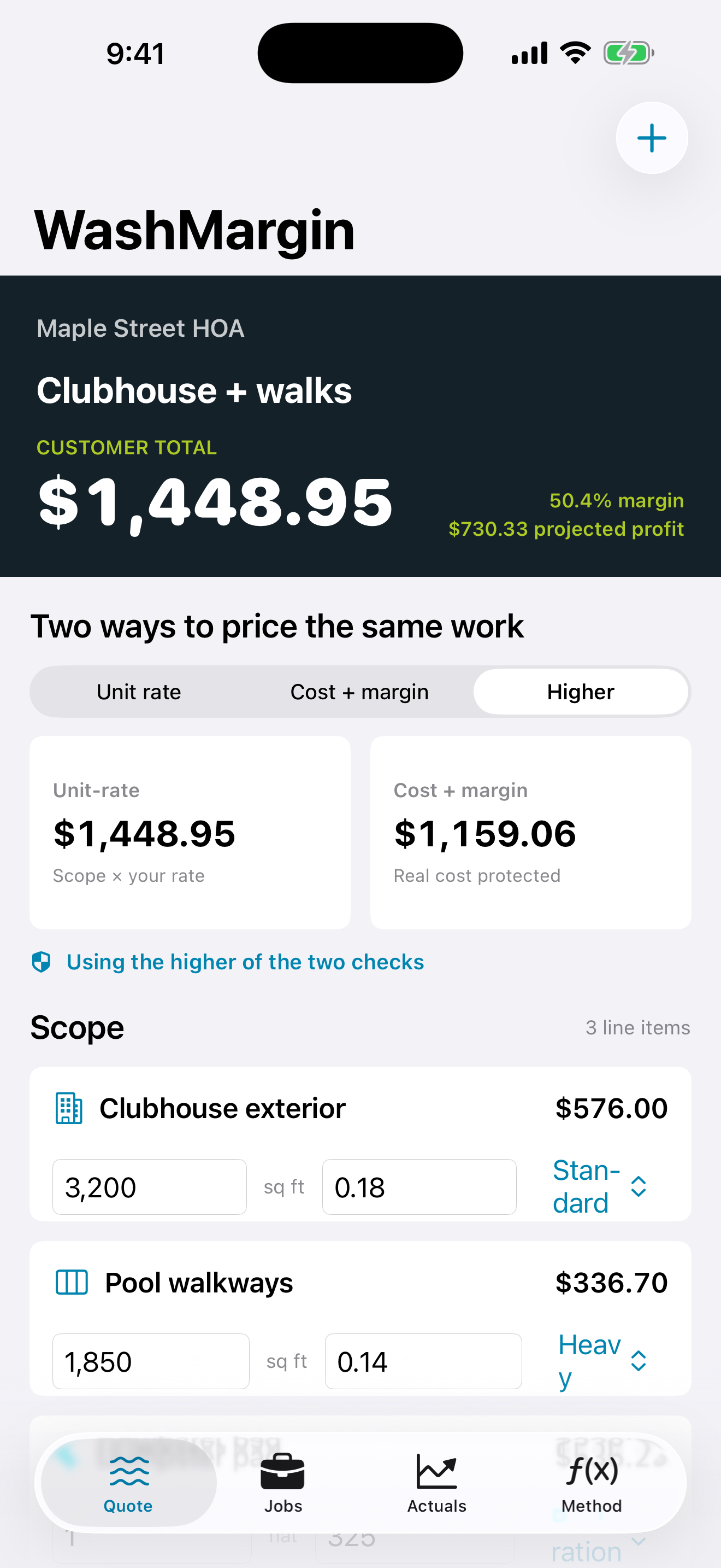 WashMargin app screenshot